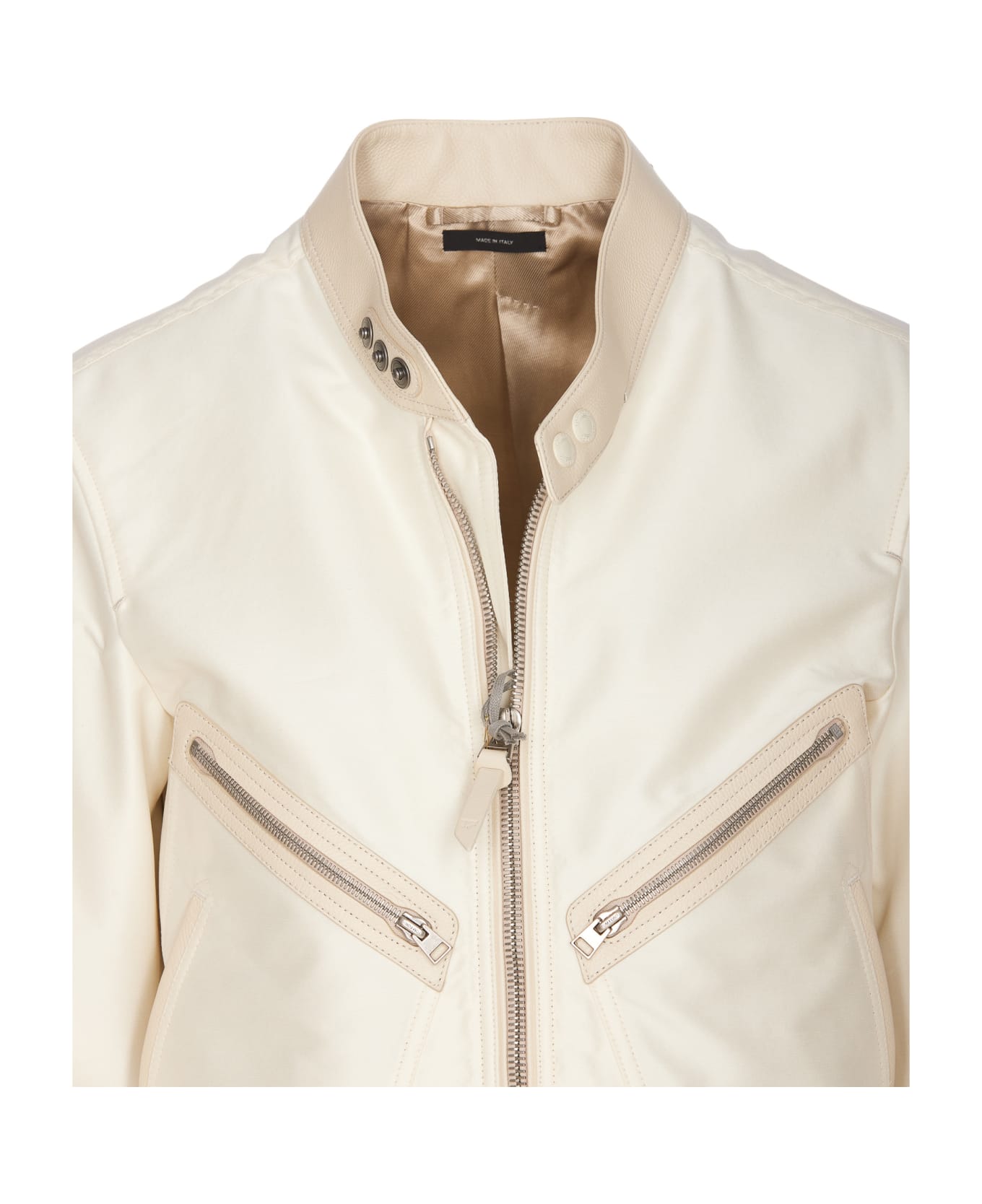 Tom Ford Wool And Silk Racer Bomber - White