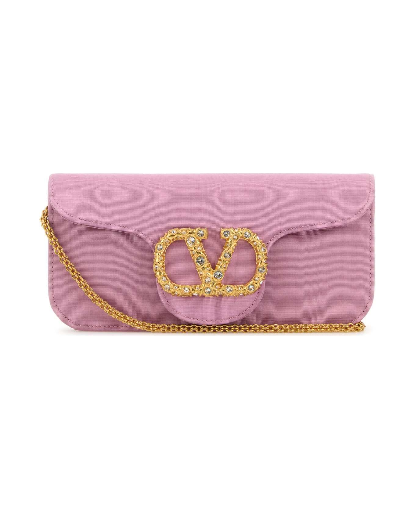 Valentino Garavani Pink Fabric Locã² Clutch - RHODODENDRONCRYSTAL