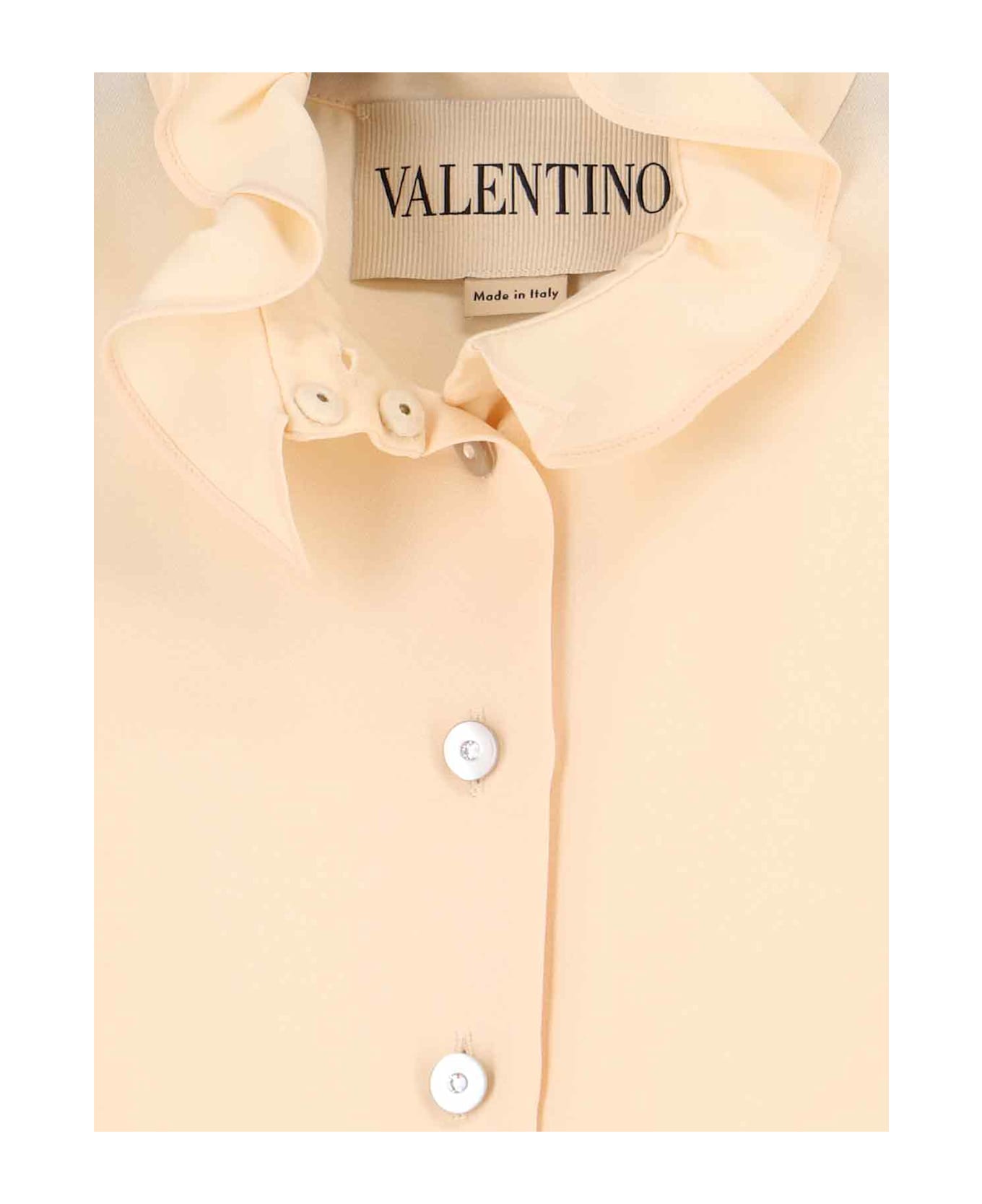 Valentino Silk Shirt With Ruffles - Beige