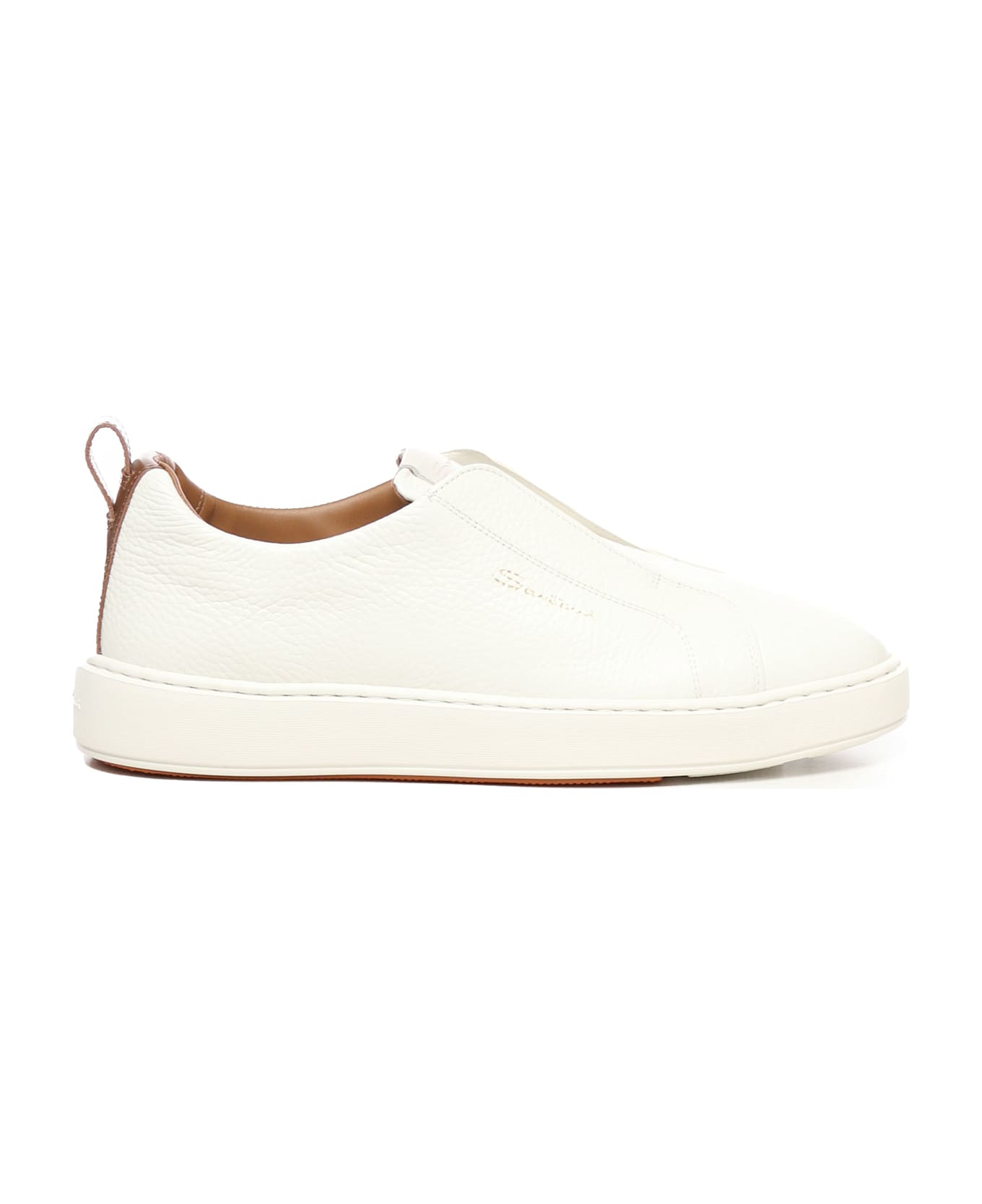 Santoni Leather Slip-on Sneakers - White
