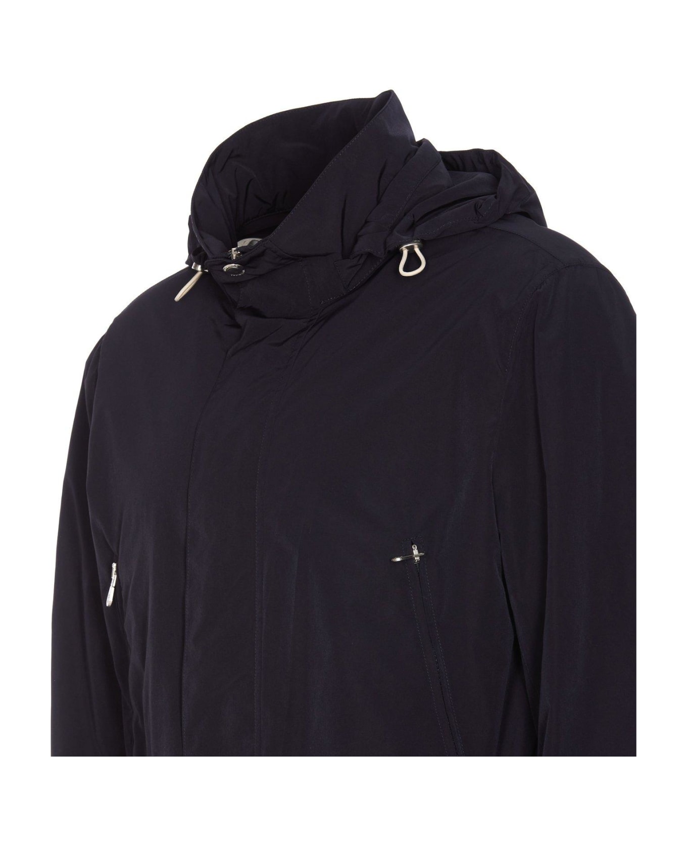 Brunello Cucinelli Zip-up Hooded Jacket - NAVY