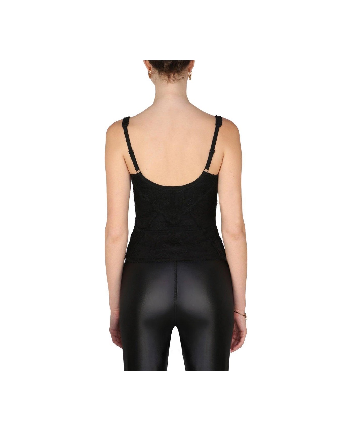 Balenciaga Lace Detailed Sleeveless Top - BLACK