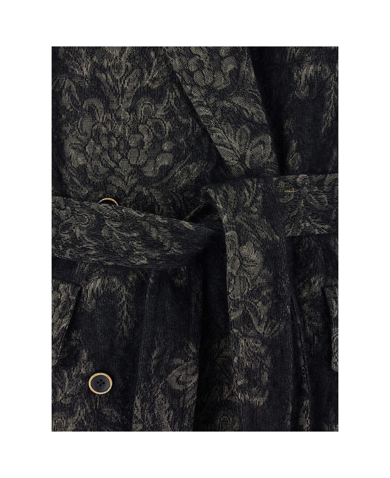 Uma Wang 
cicero
 Brown Coat With Belt And Floral Motif In Wool Blend Woman - Brown