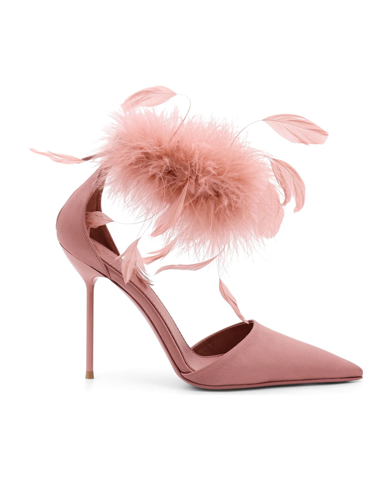 Paris Texas Lidia Satin Sandals With Feather Detail - Pink