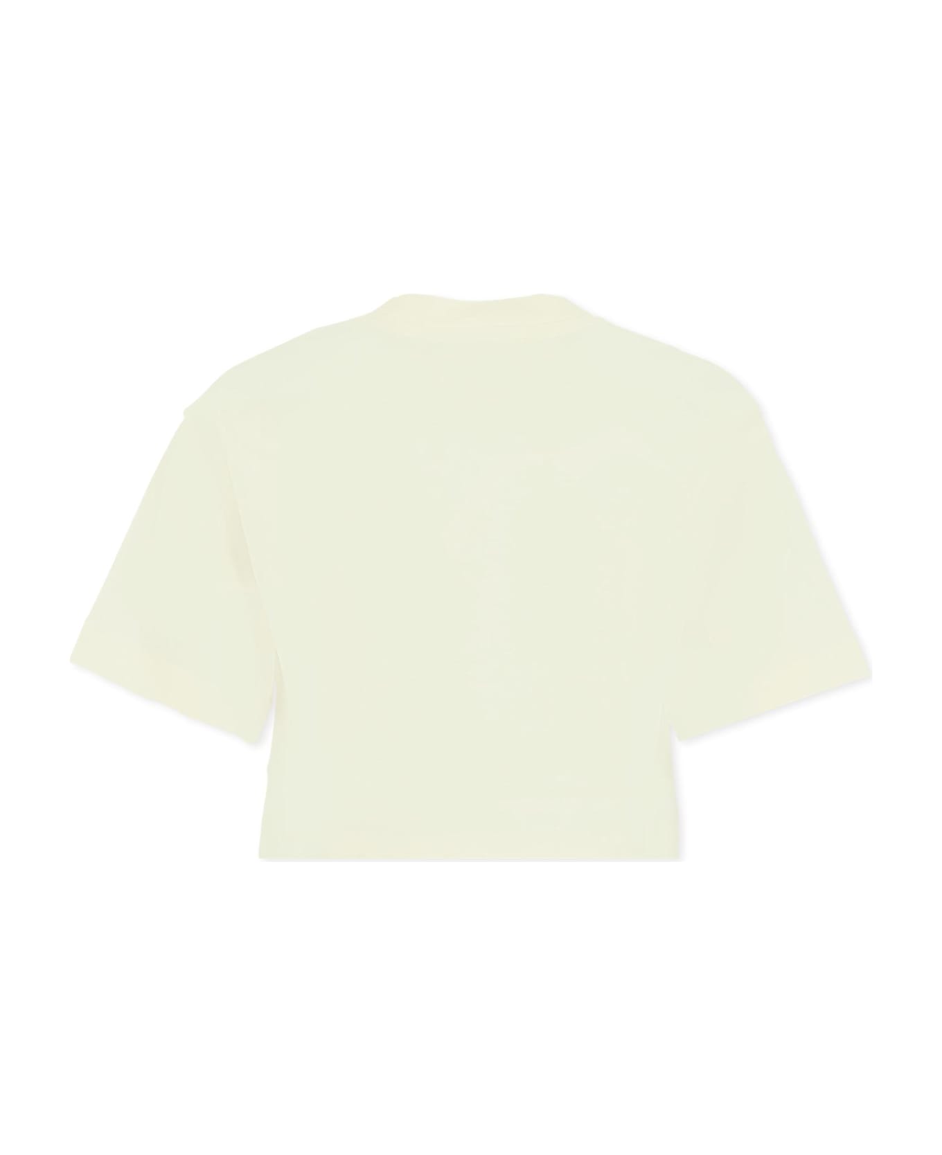 Michael Kors Ivory Crop T-shirt For Girl With Logo - Ivory