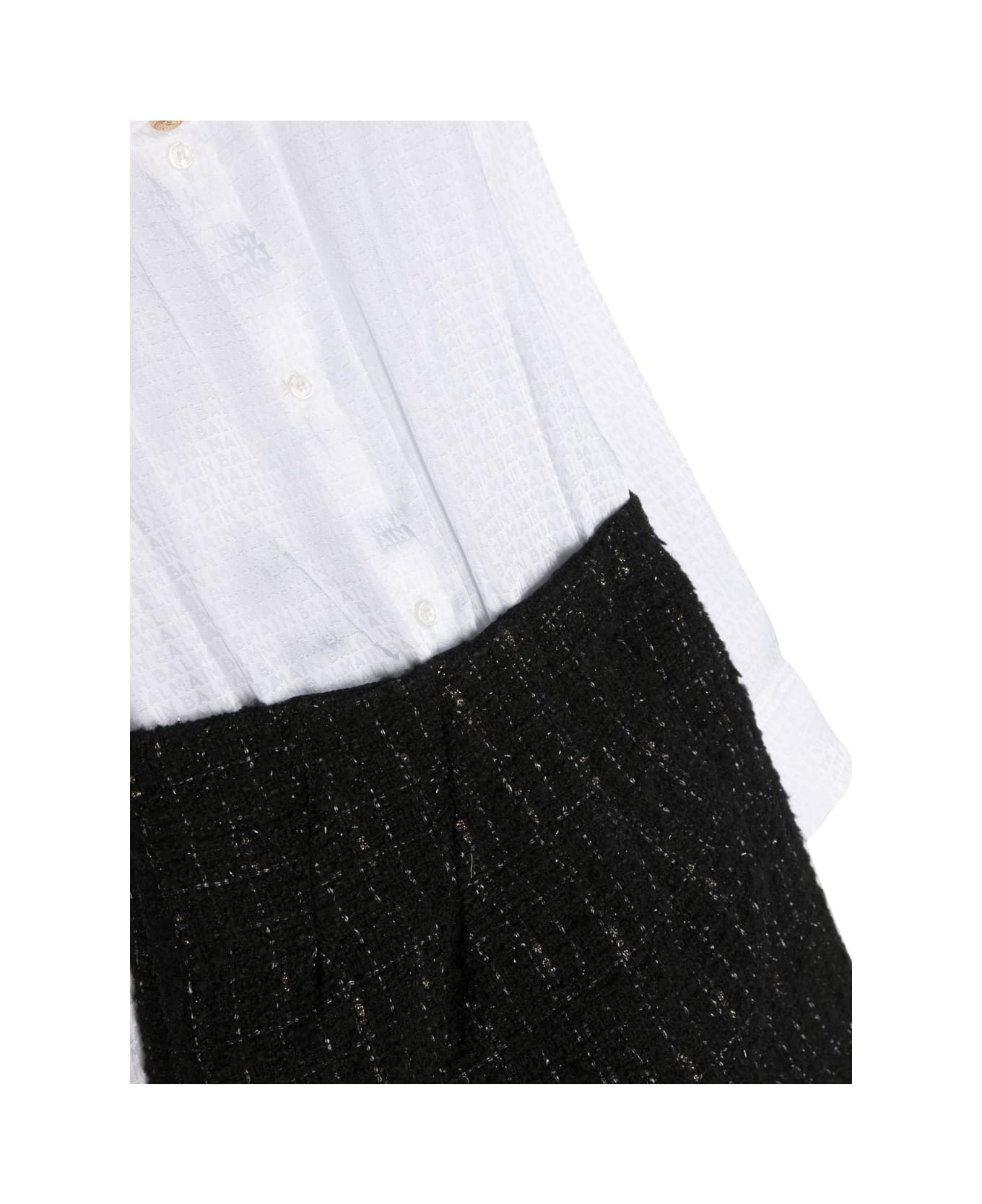 Balmain Black And White Cotton And Tweed Jumpsuit - White/black ジャンプスーツ