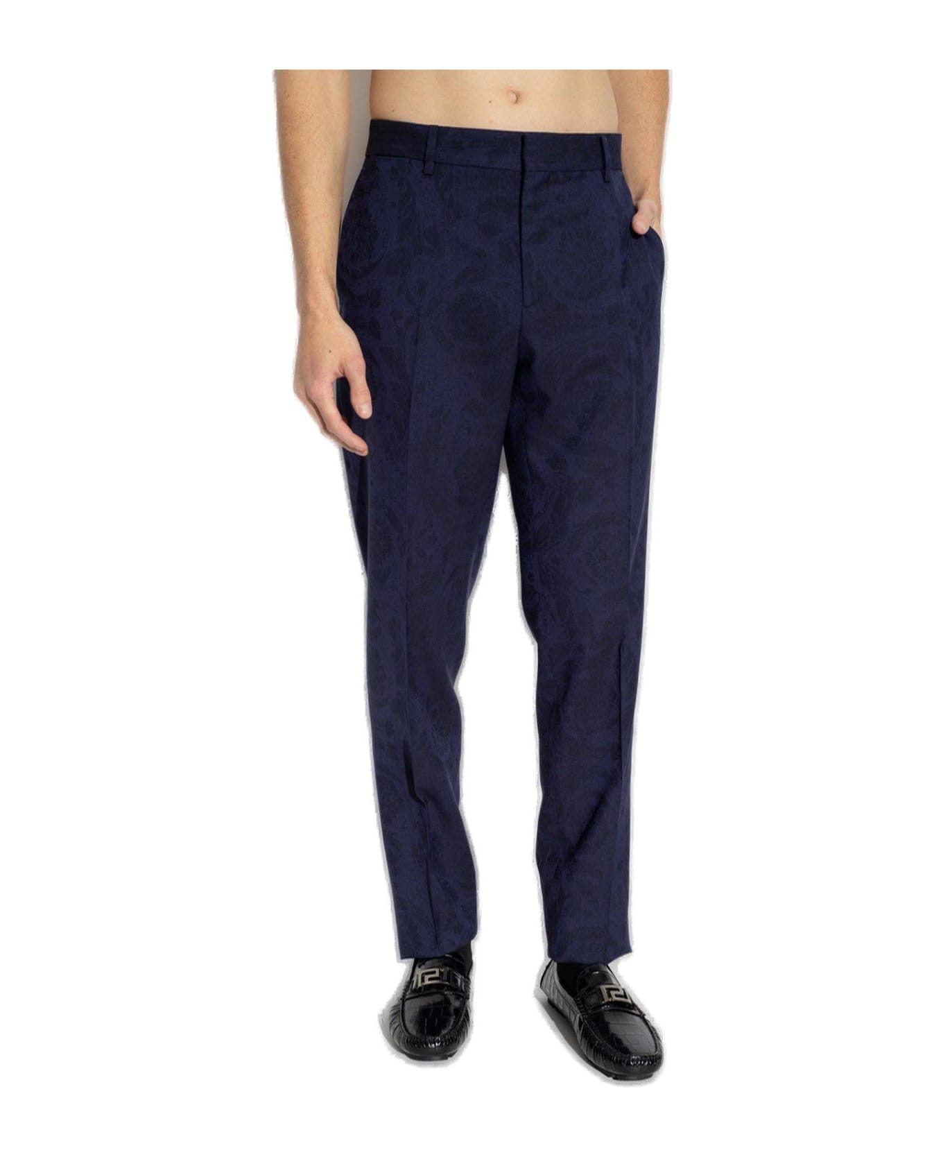 Versace Pleated Tailored Trousers - Blue