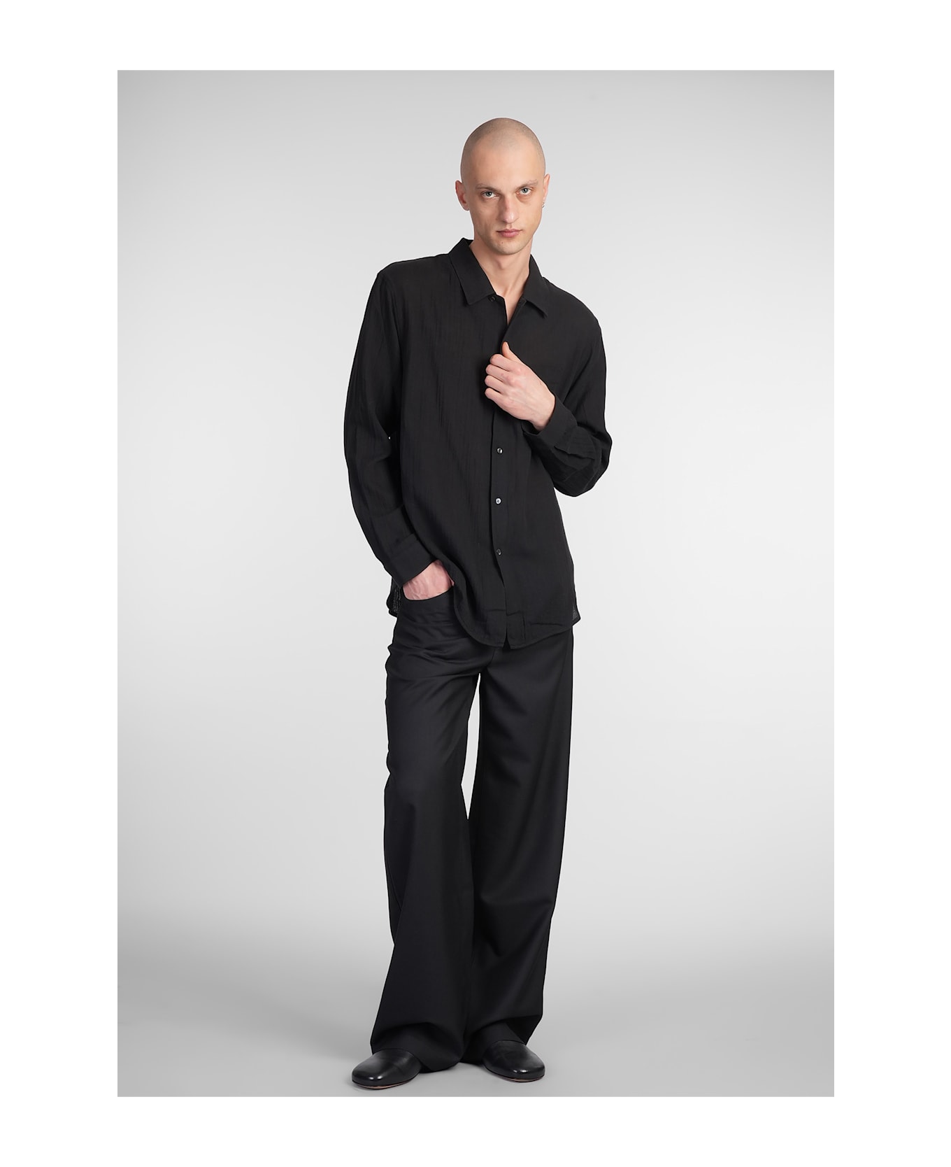 Séfr Leo Shirt In Black Cotton - black