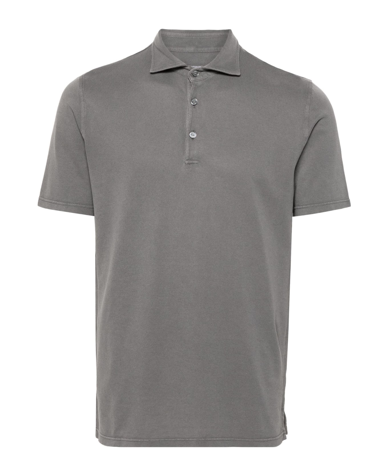 Fedeli Grey Cotton Polo Shirt - Grey