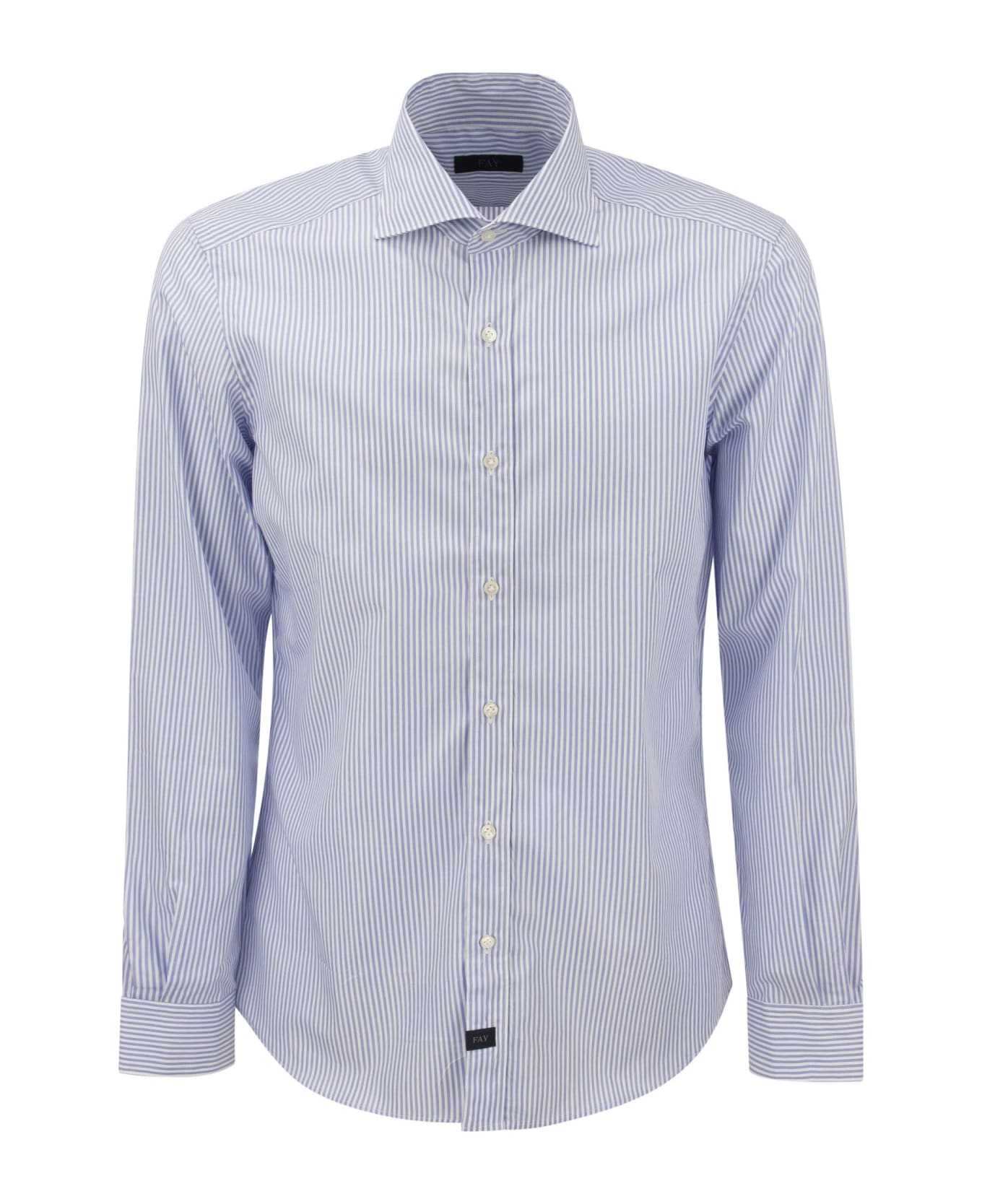Fay Cotton French Collar Shirt - White/light Blue シャツ