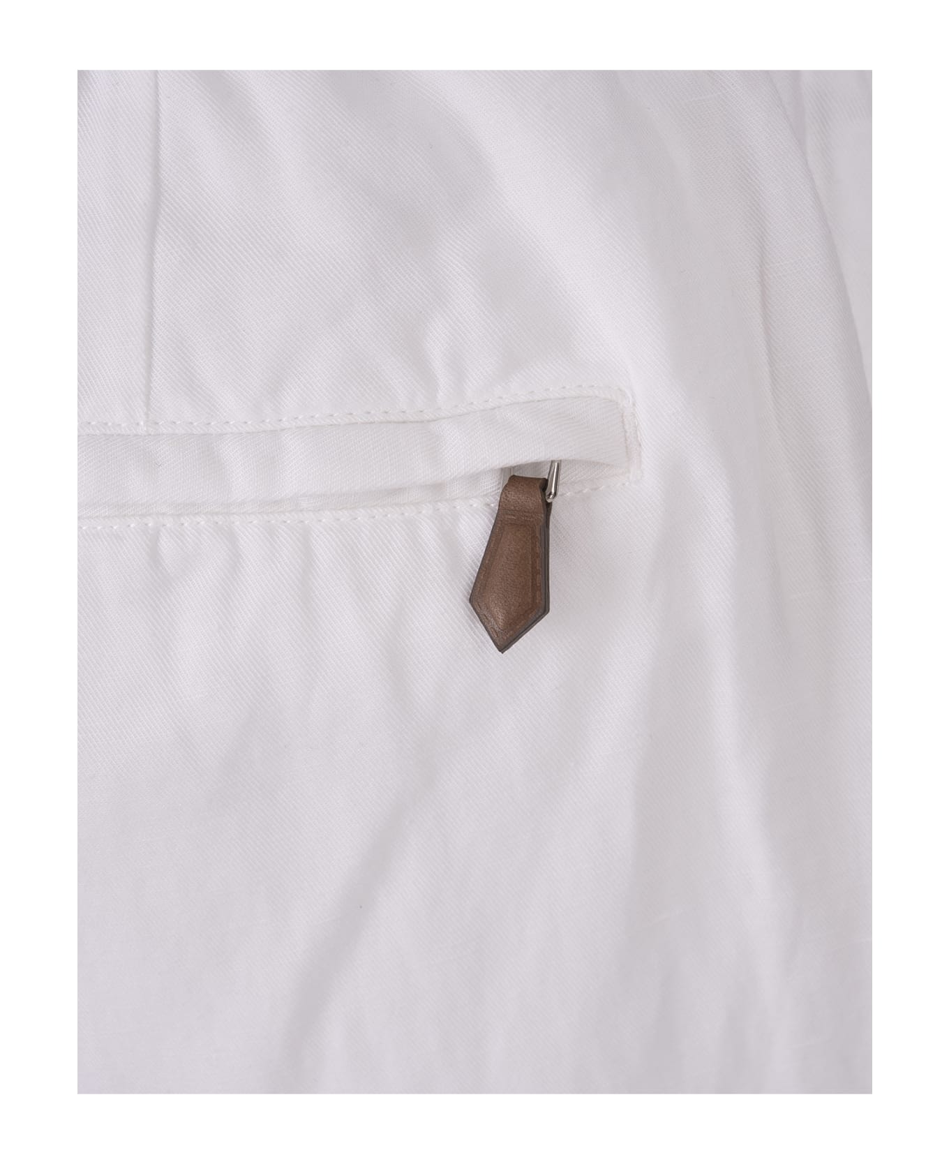 PT01 White Linen Blend Soft Fit Trousers - White