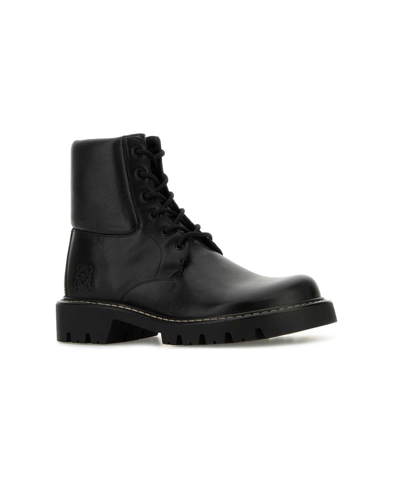 Loewe Black Leather Sierra Ankle Boots - BLACK
