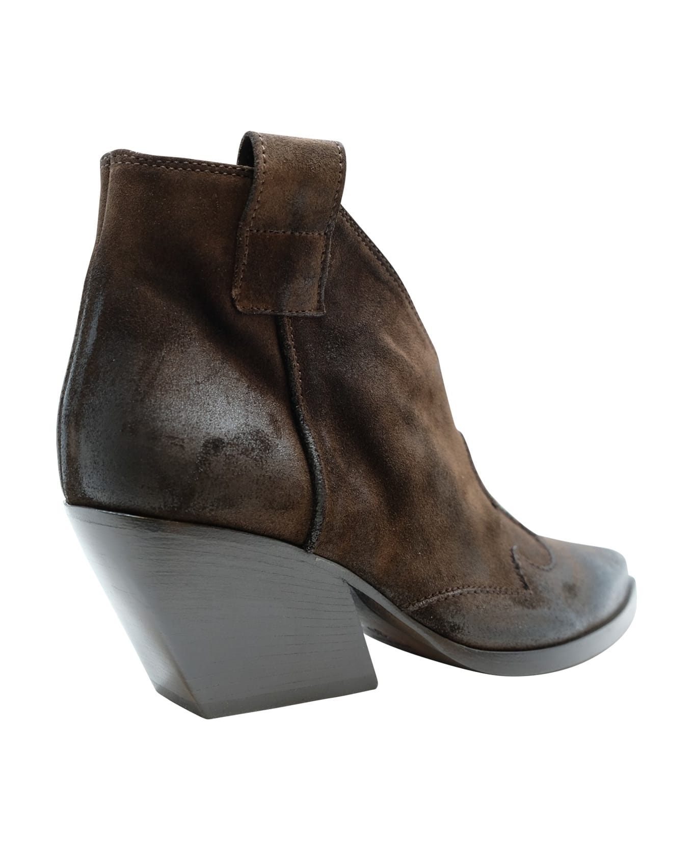 Elena Iachi Suede Ankle Boots - DARK BROWN ブーツ