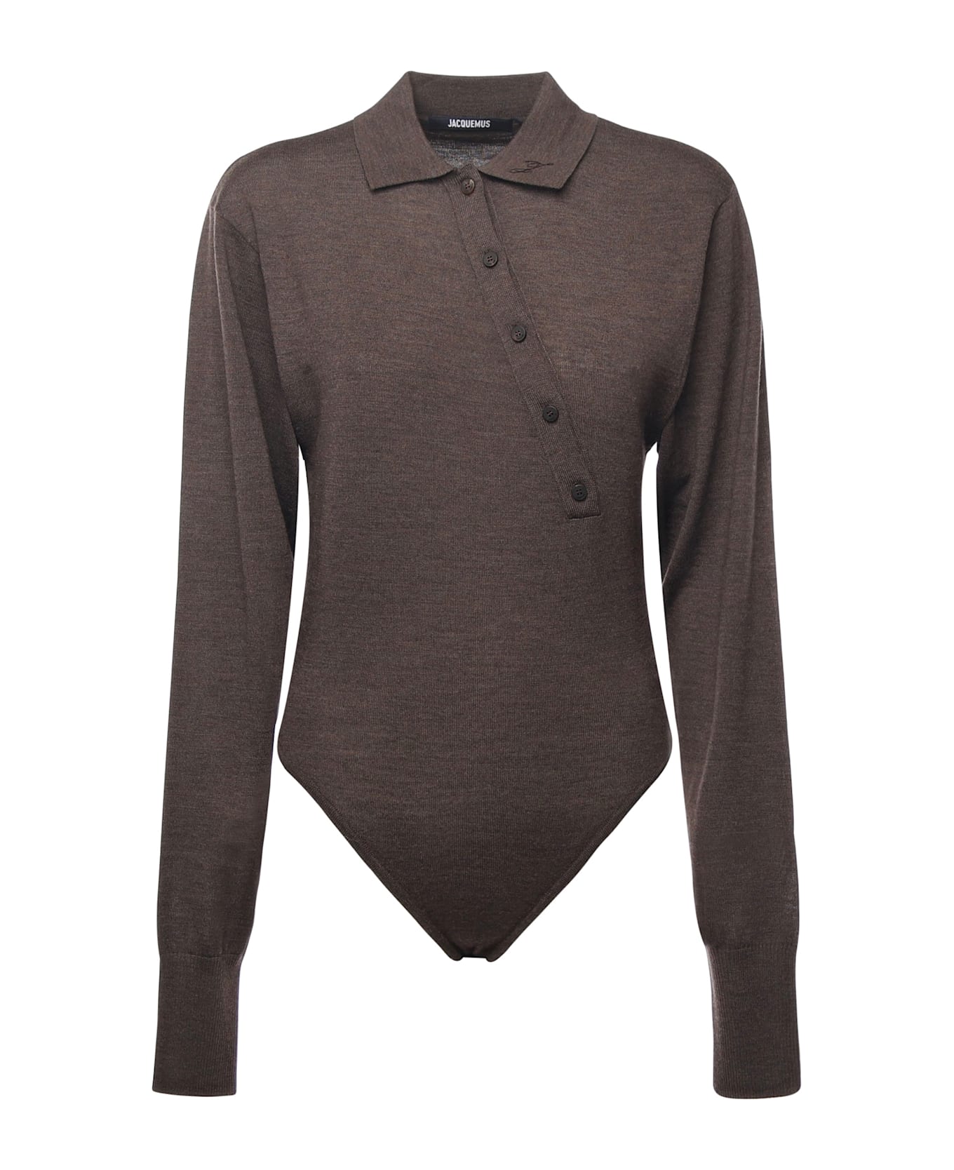 Jacquemus "le Body Tordu" Wool Bodysuit - DARK BROWN