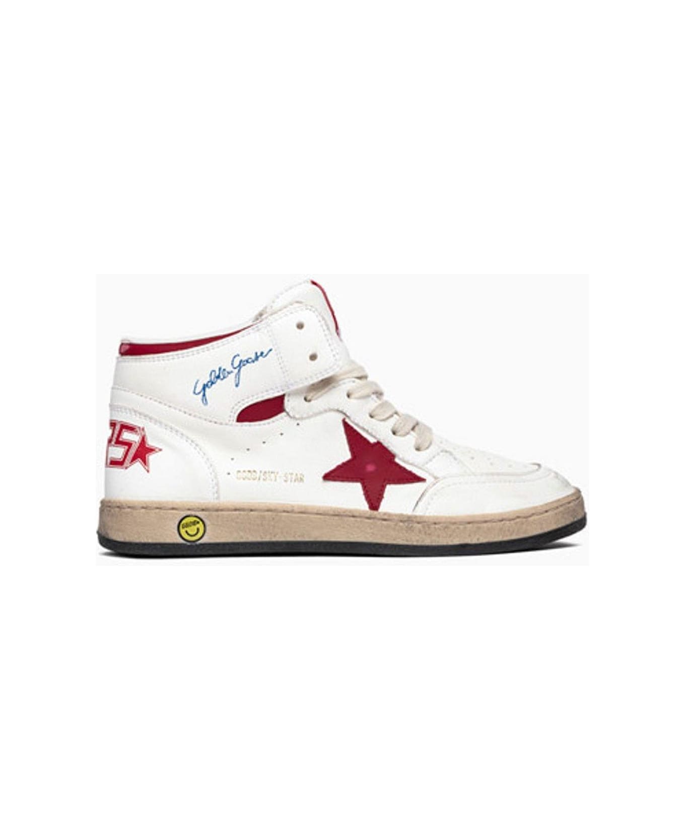 Golden Goose Logo Detailed Lace-up Sneakers - White/red シューズ