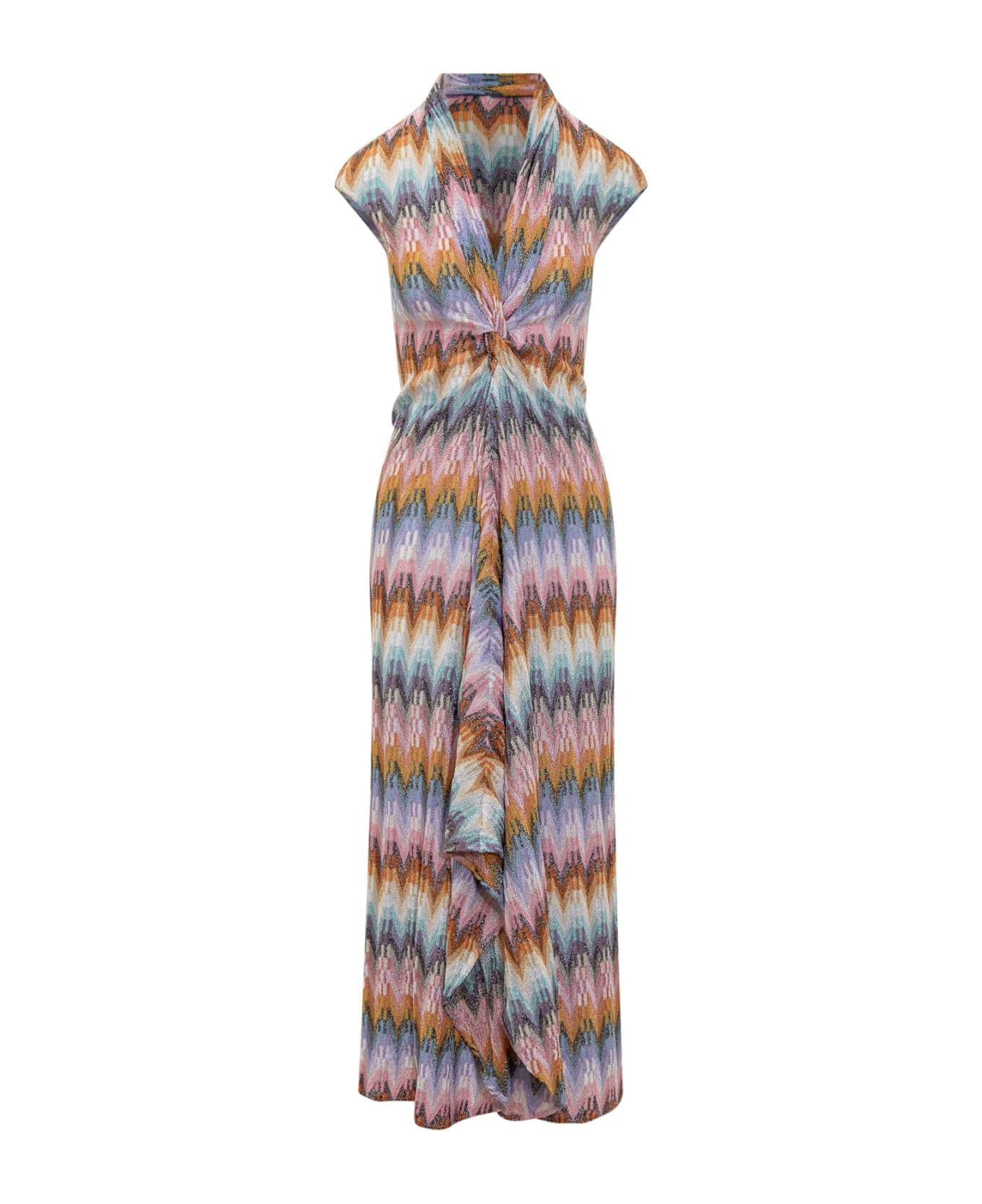 Missoni Long Dress With Metalized Filaments - MULTIYELL/LIGHTBLUE
