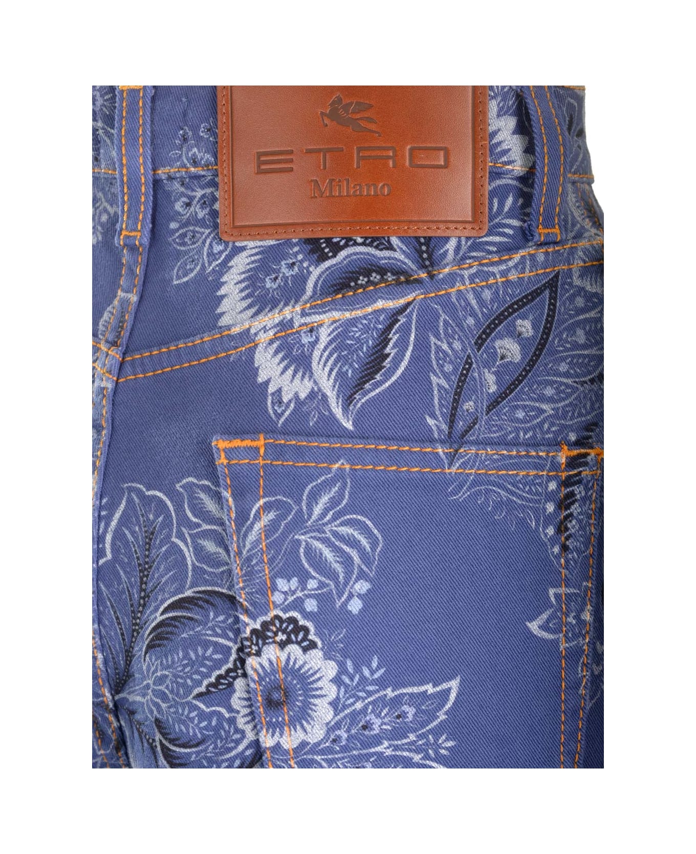 Etro Printed Flare Jeans - Blu ボトムス