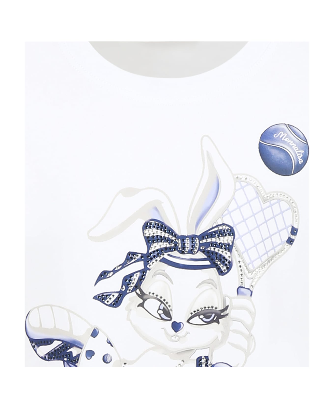 Monnalisa White Dress For Girl With Bunny - Multicolor