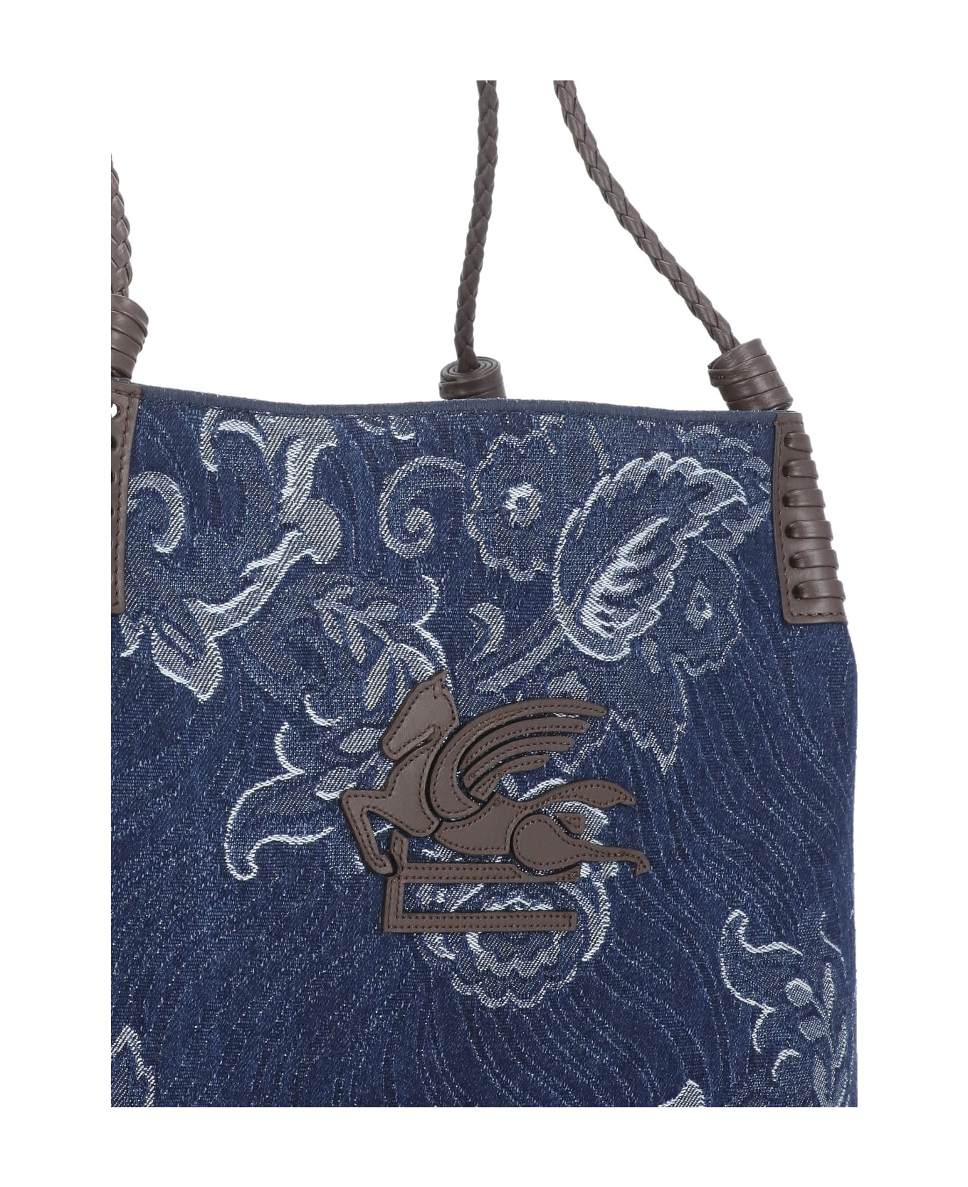 Etro Libra Media Denim Jacquard Bag - Blue