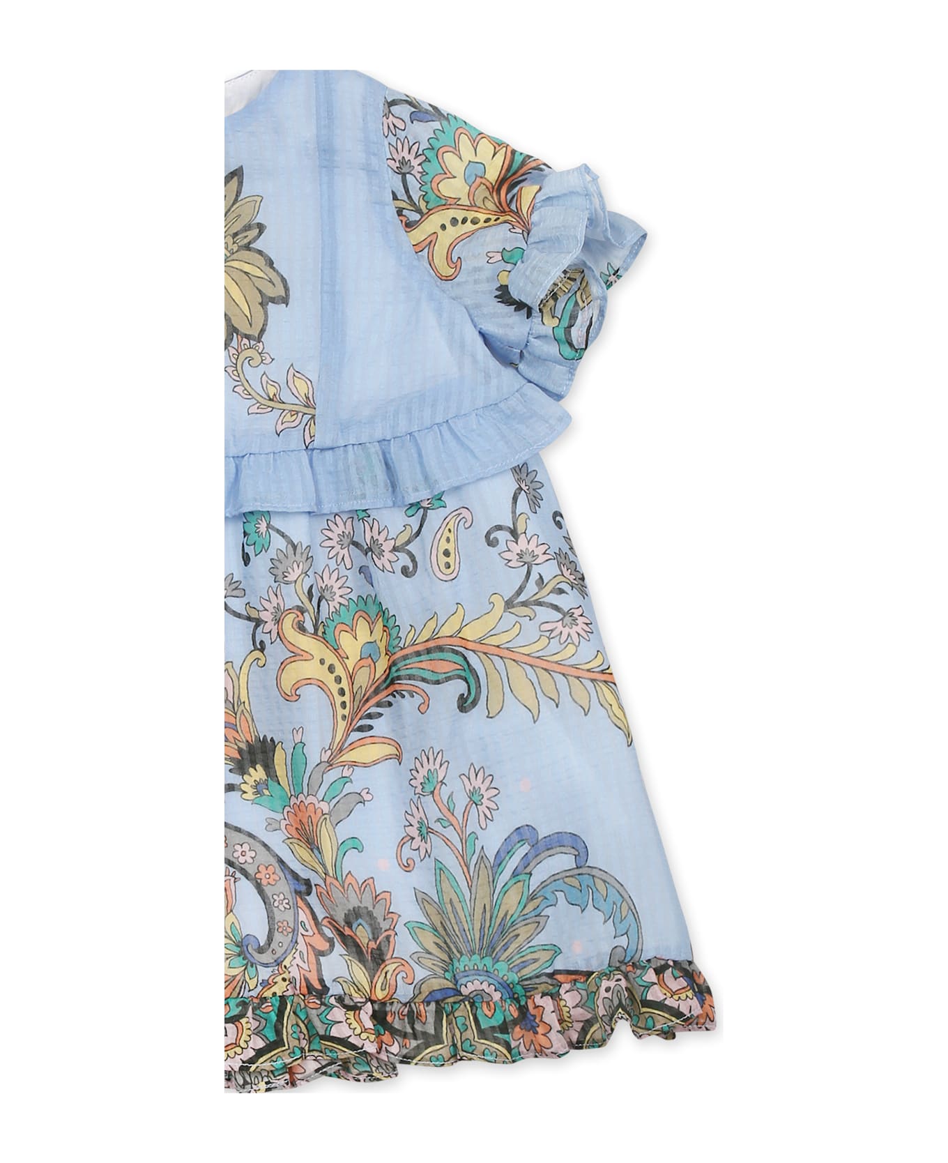 Etro Light Blue Dress For Baby Girl With Paisley Print - Light Blue