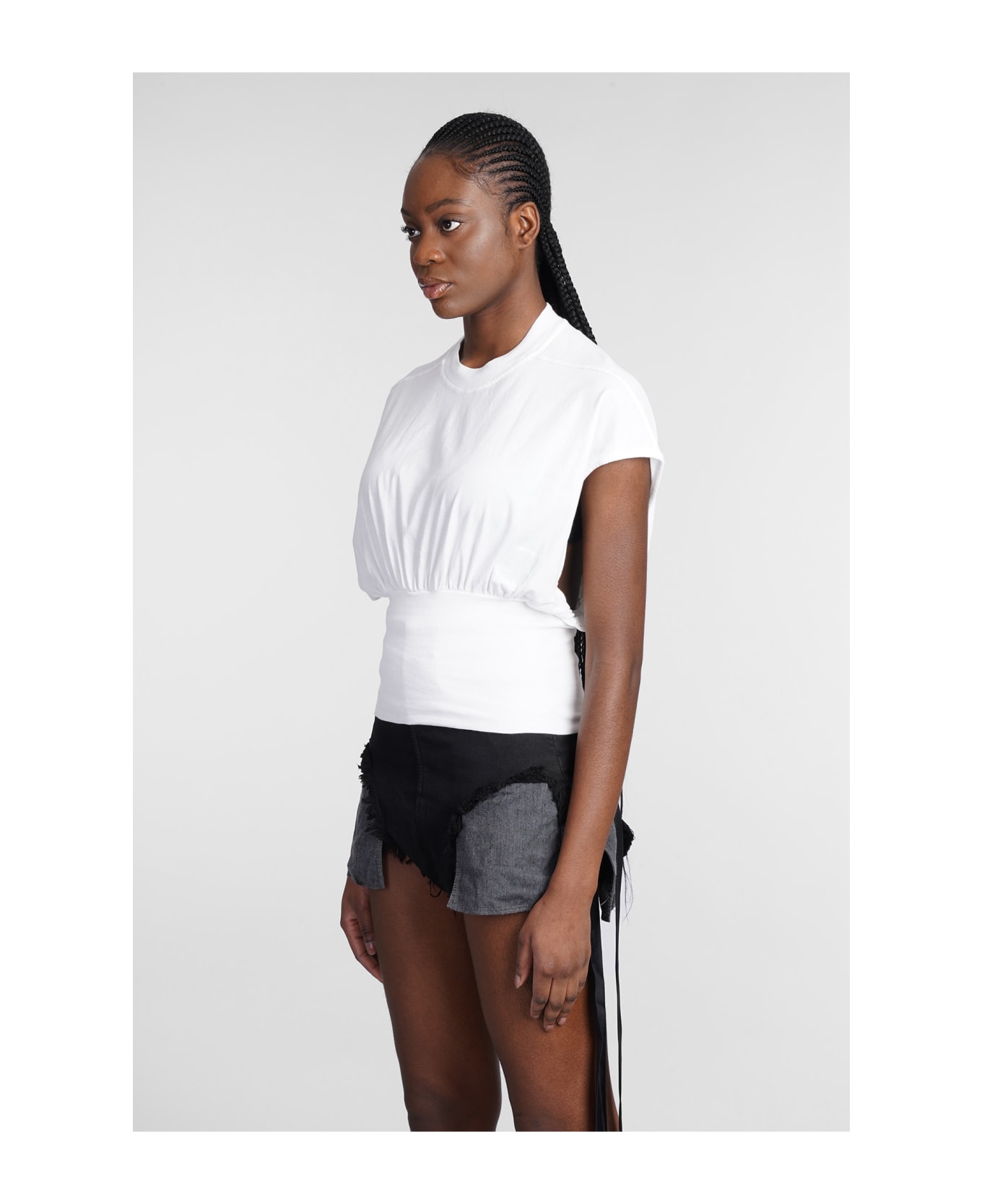 DRKSHDW Tommy T Crop T-shirt In White Cotton - white