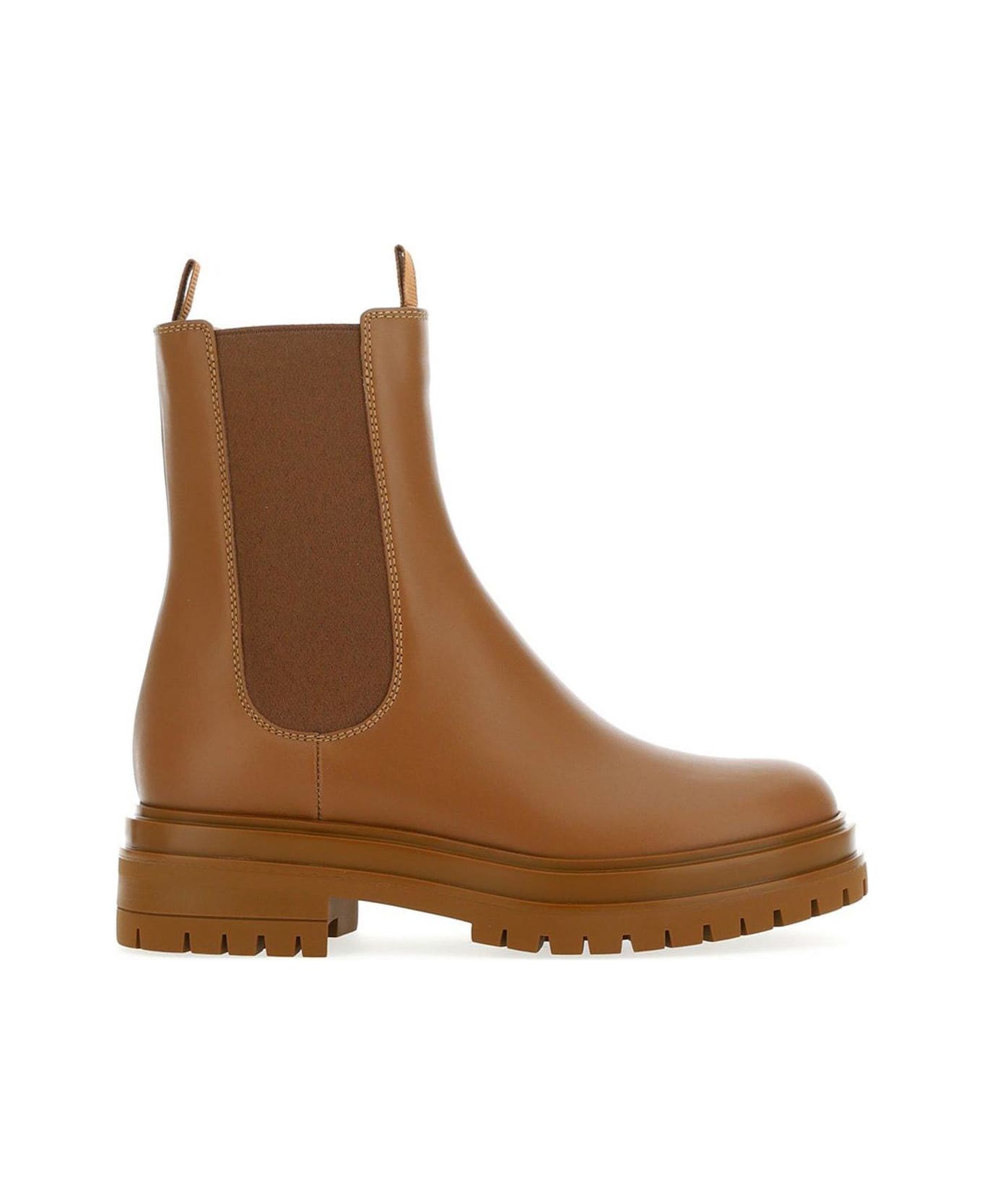 Gianvito Rossi Round Toe Combat Boots - Cuoio
