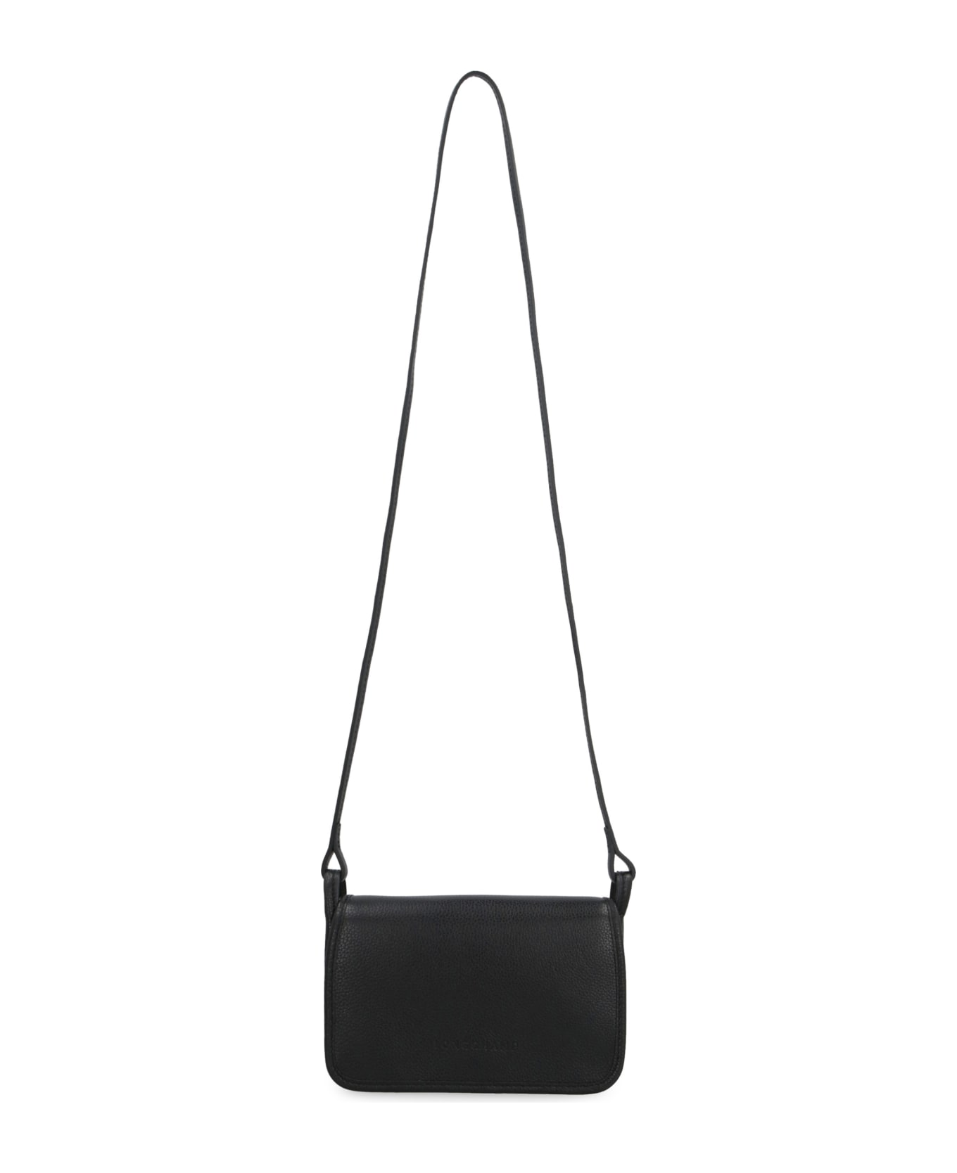 Longchamp The Foulonné Leather Wallet On Chain - black