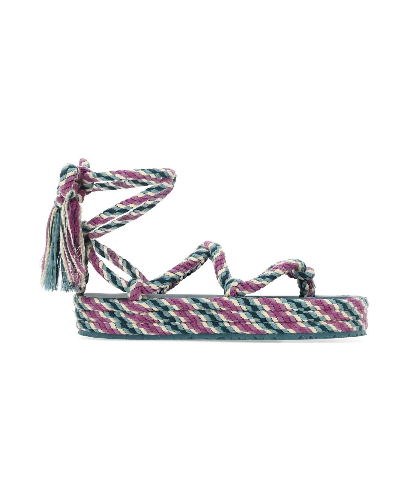 Isabel Marant Multicolor Cotton Erol Thong Sandals - LILAC サンダル