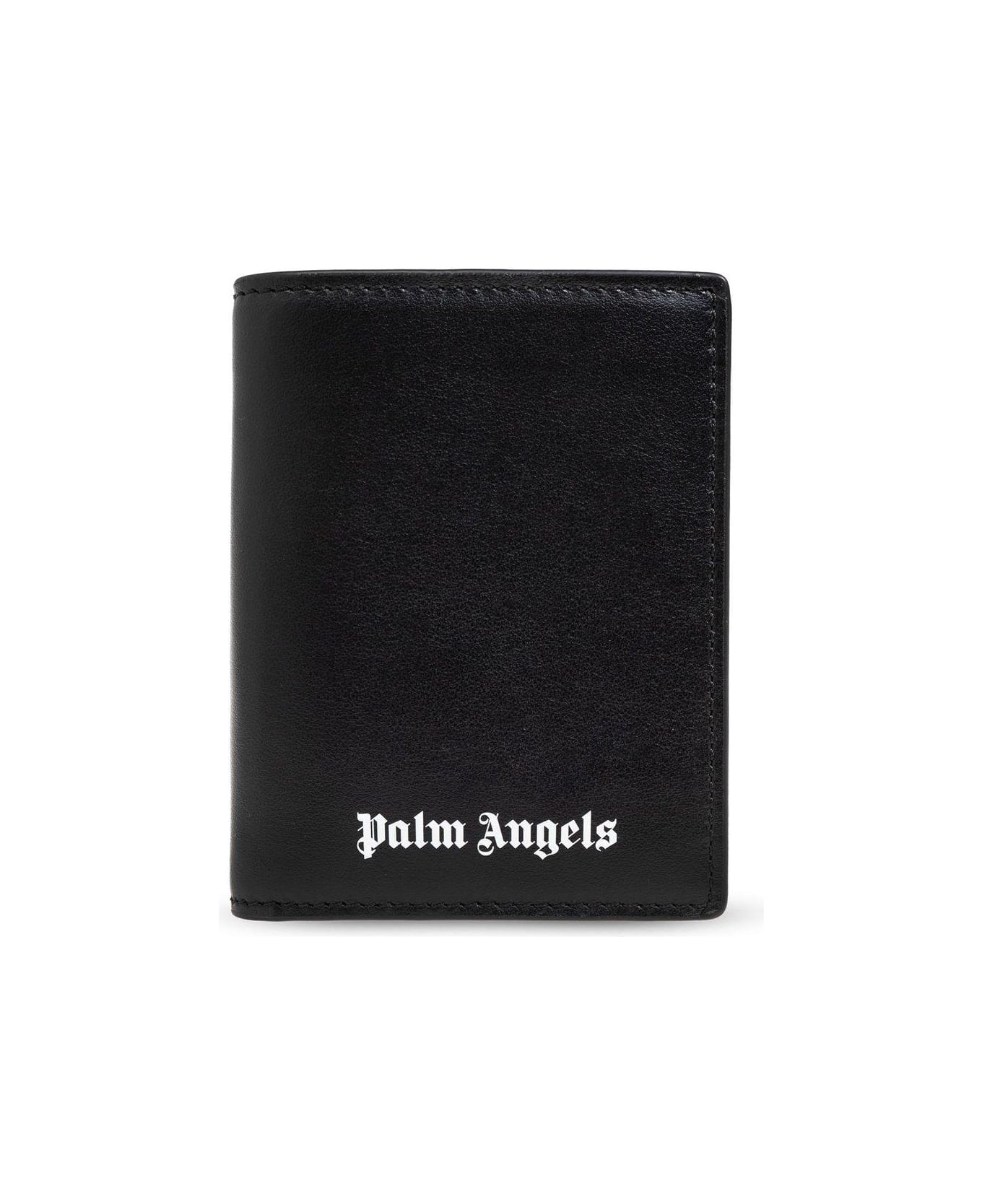 Palm Angels Logo Printed Bi-fold Wallet - BLACK/WHITE