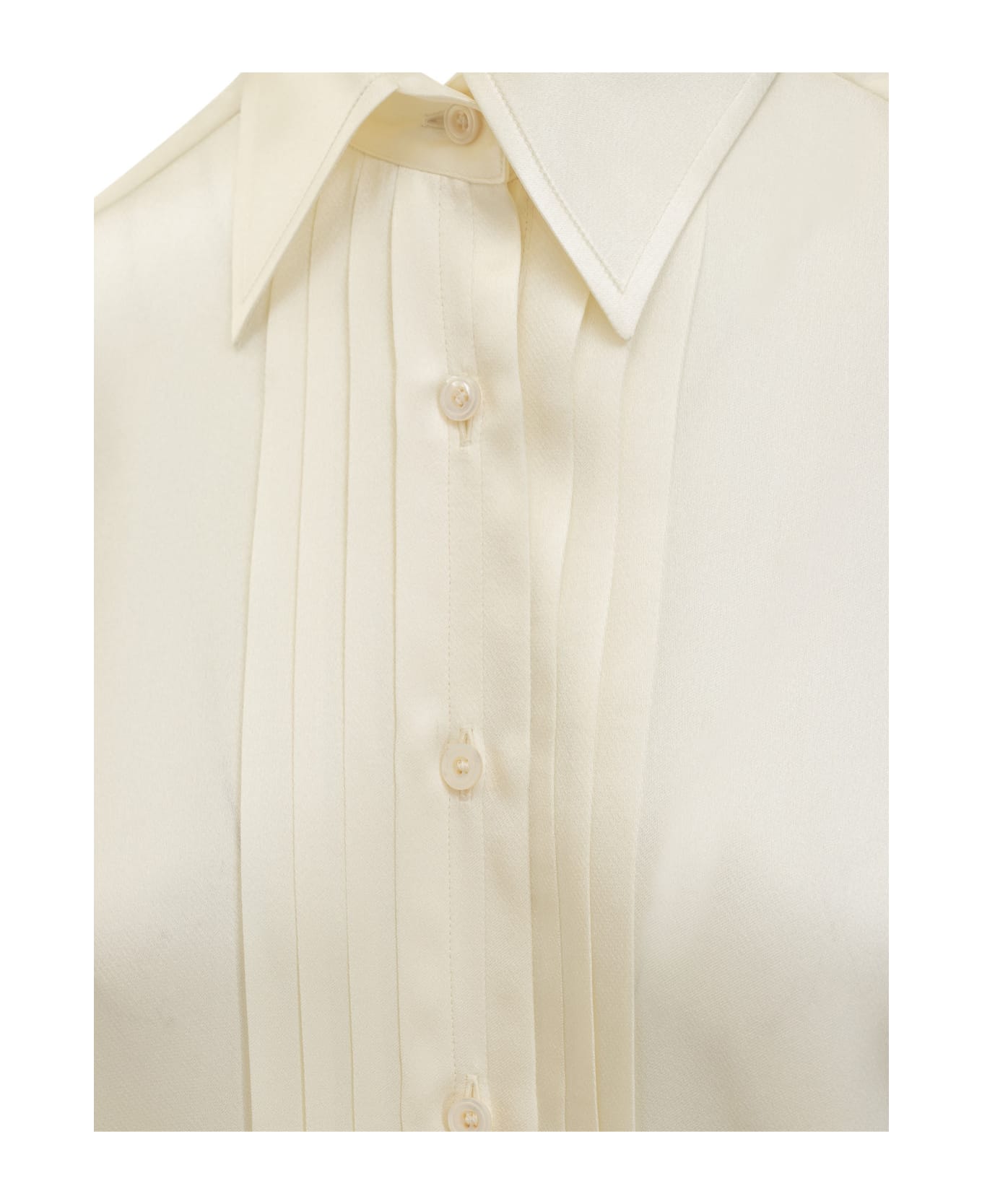 Tom Ford Silk Shirt With Pleated Detail - OFF WHITE シャツ