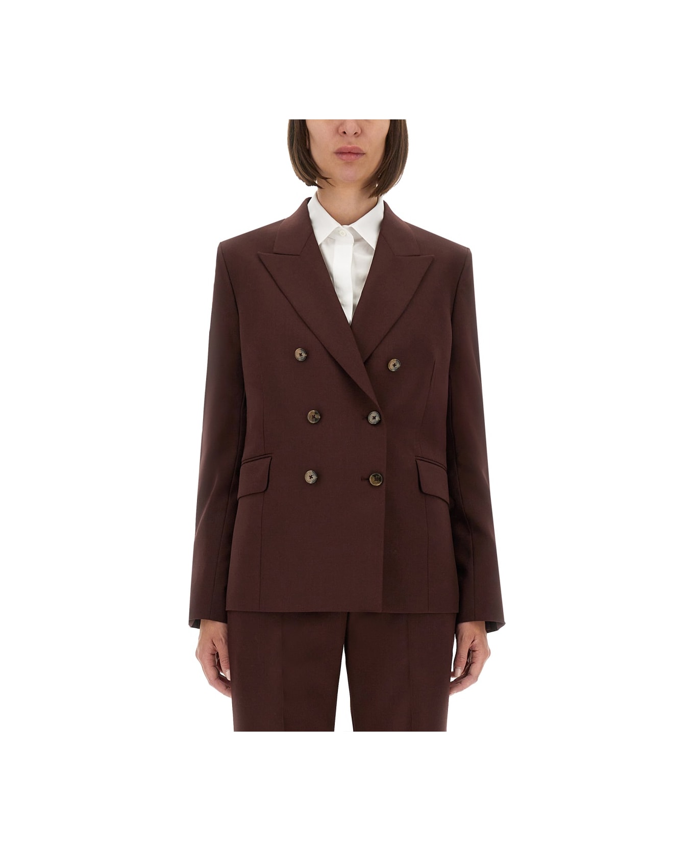 Paul Smith Double-breasted Wool Blazer - BORDEAUX