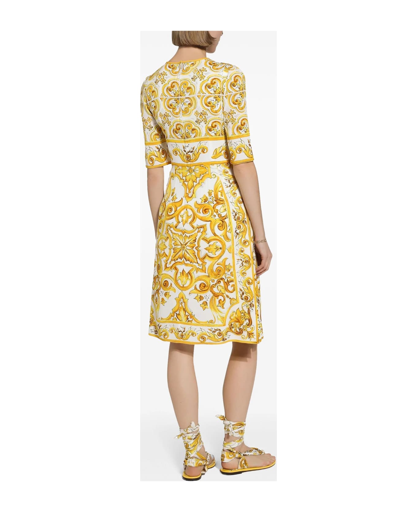 Dolce 
Gabbana Silk Charmeuse Midi Dress - Yellow