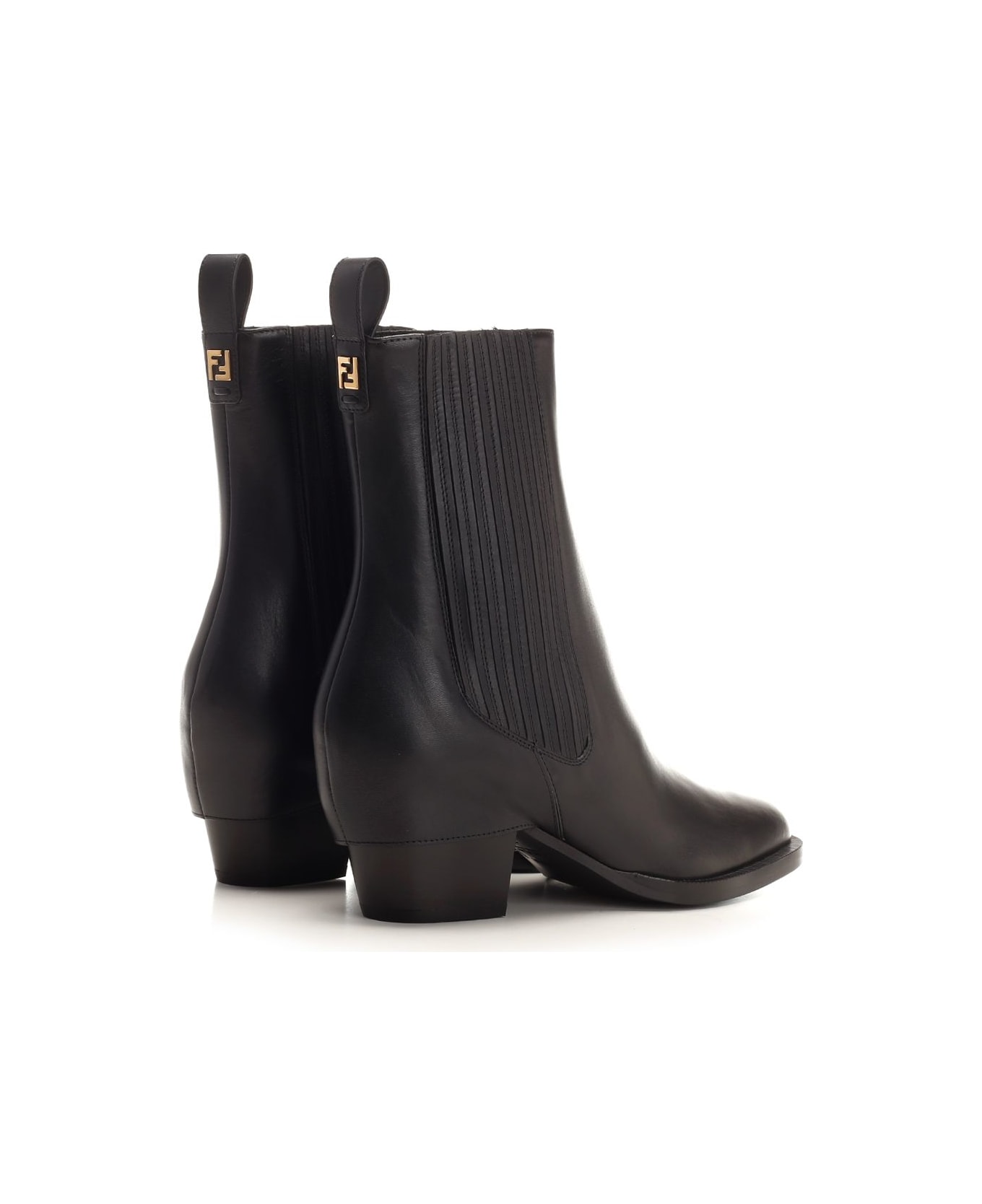 Fendi Leather Ankle Boots - Black