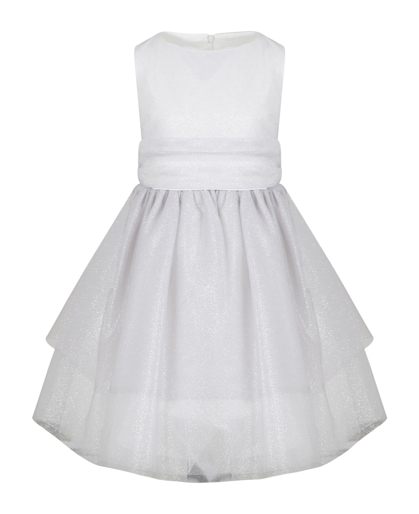 Simonetta Silver Dress For Girl - Silver ワンピース＆ドレス