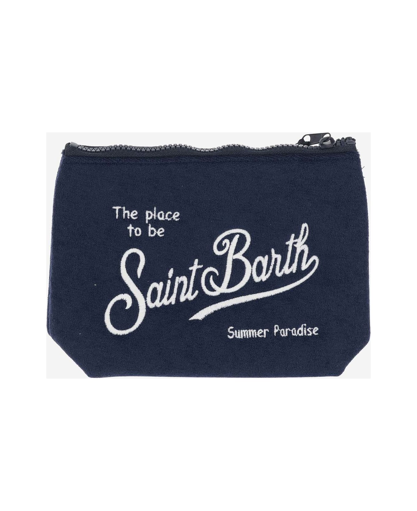 MC2 Saint Barth Fabric Clutch Bag With Logo - Blue