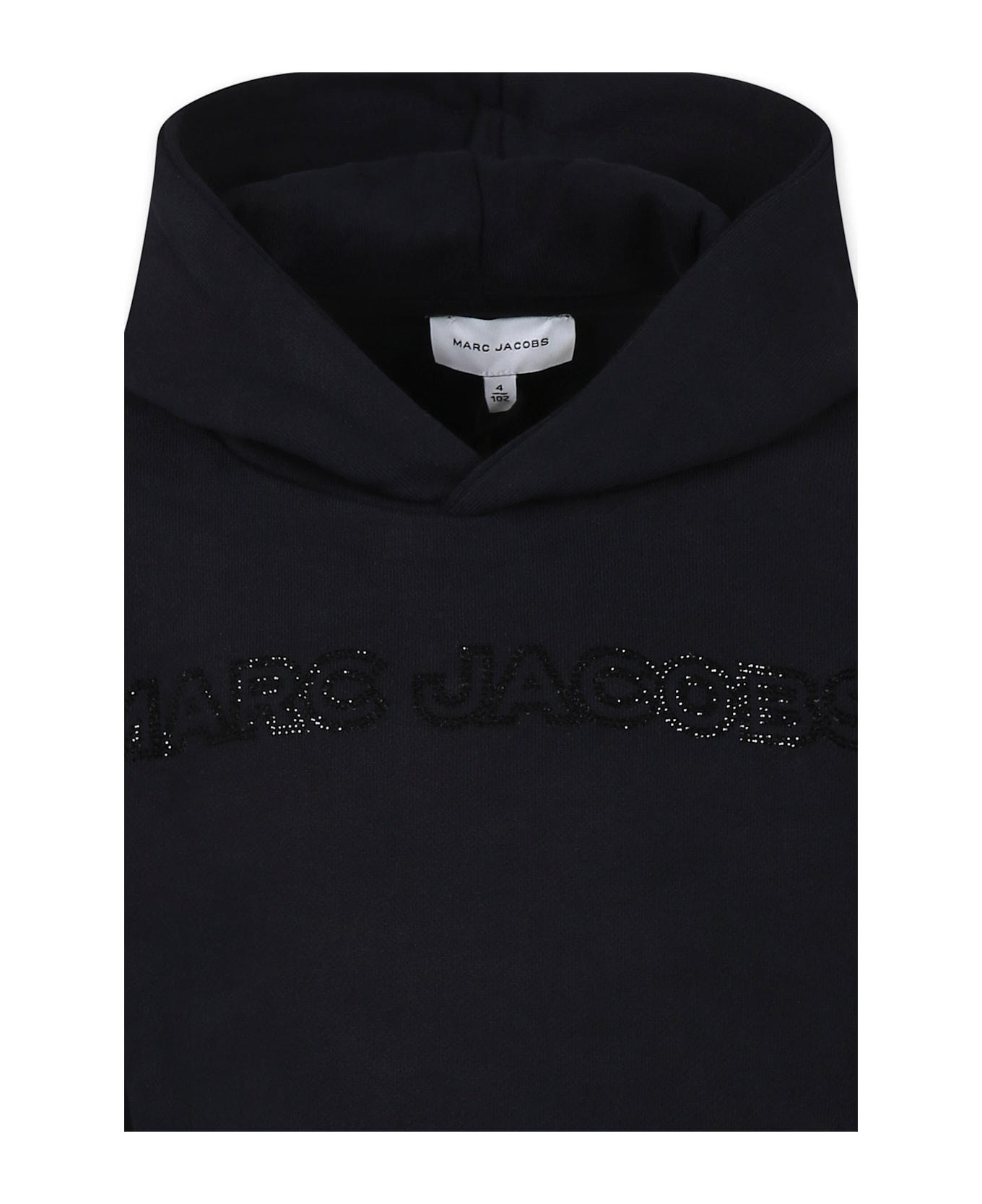 Little Marc Jacobs Black Crop Sweatshirt For Girl With Logo - Black
