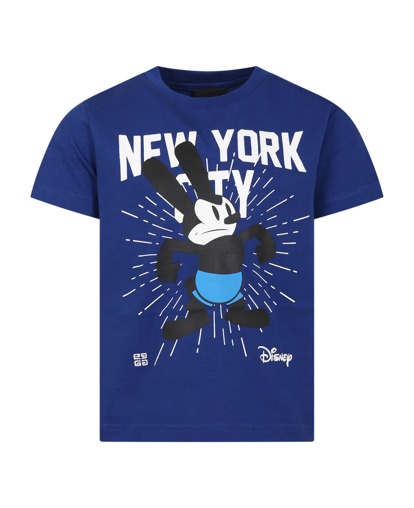 Givenchy Blue T-shirt For Kids With Oswald And Logo - Marine
