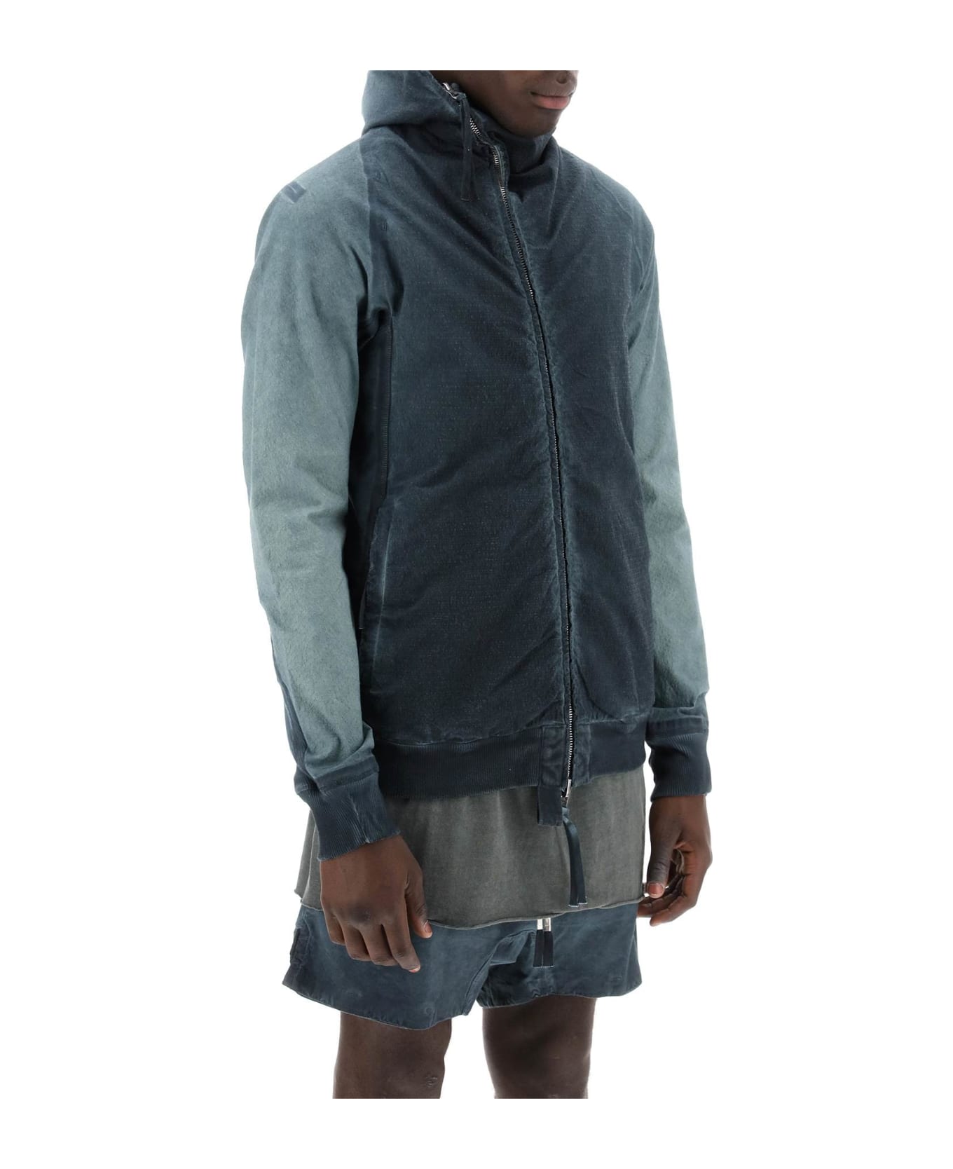 Boris Bidjan Saberi Hybrid Sweatshirt With Zip And Hood - FADED ALGA (Grey)