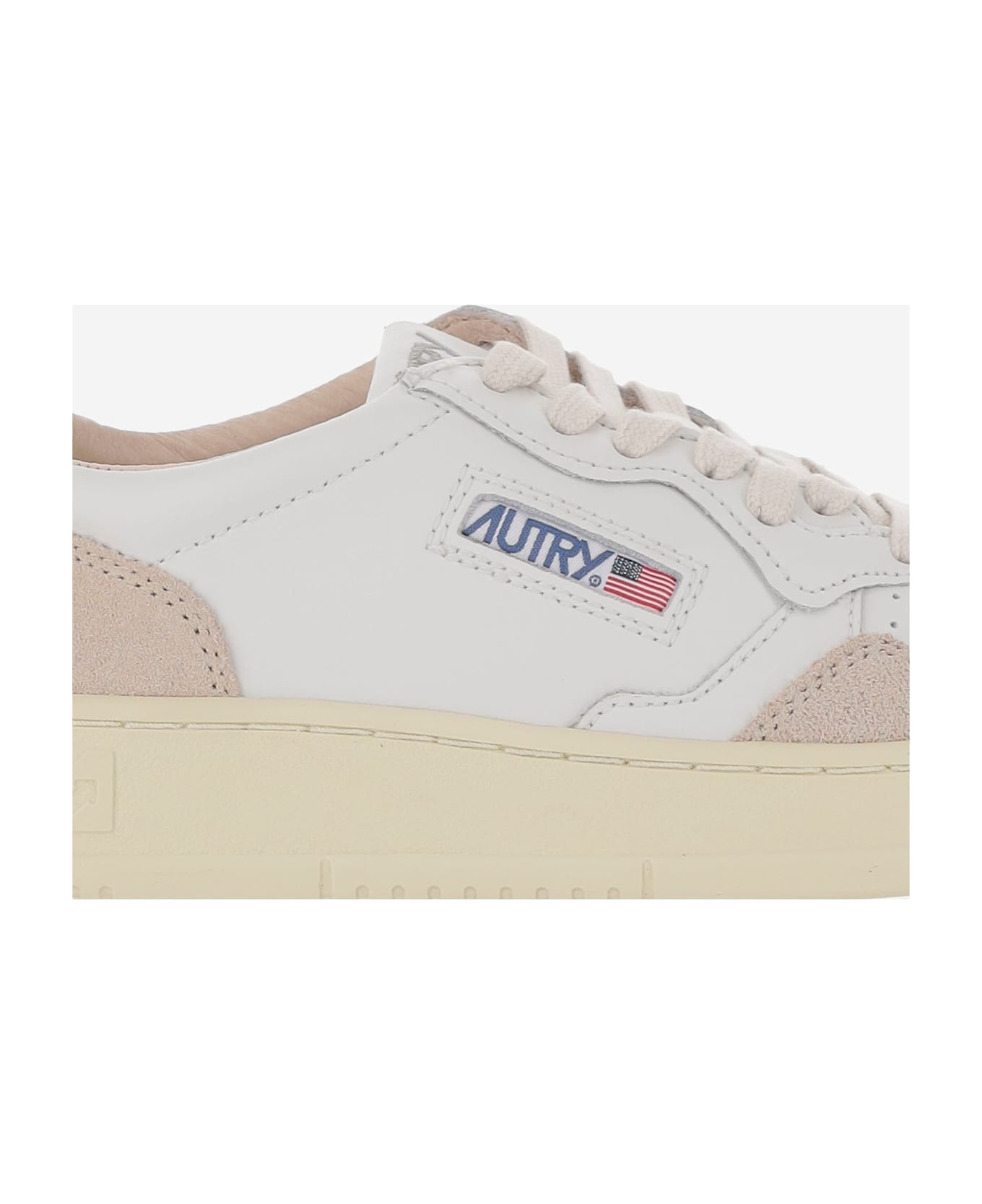 Autry Low Medalist Leather Sneakers - Wht/brnsug