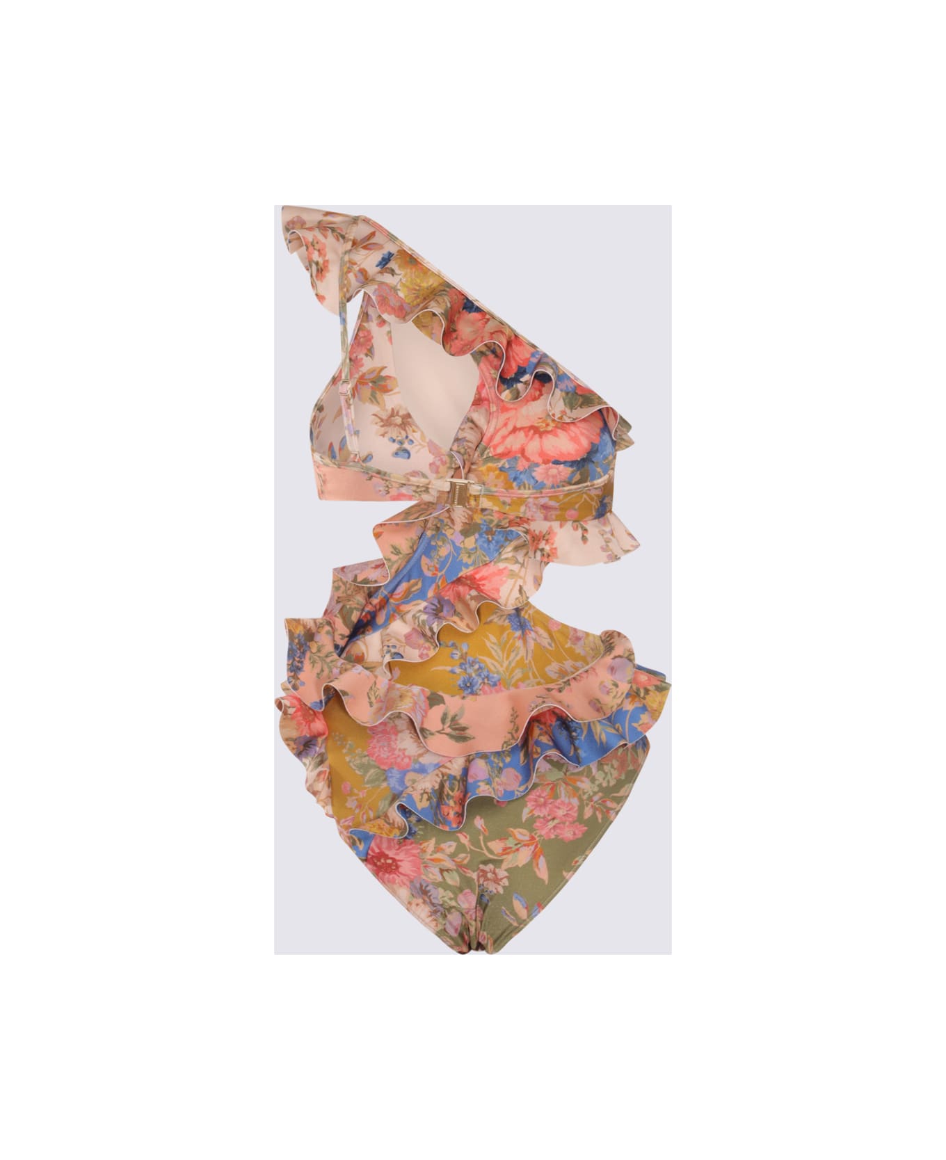 Zimmermann Multicolour Floral Print Ruffled Swimsuit - SPLICED