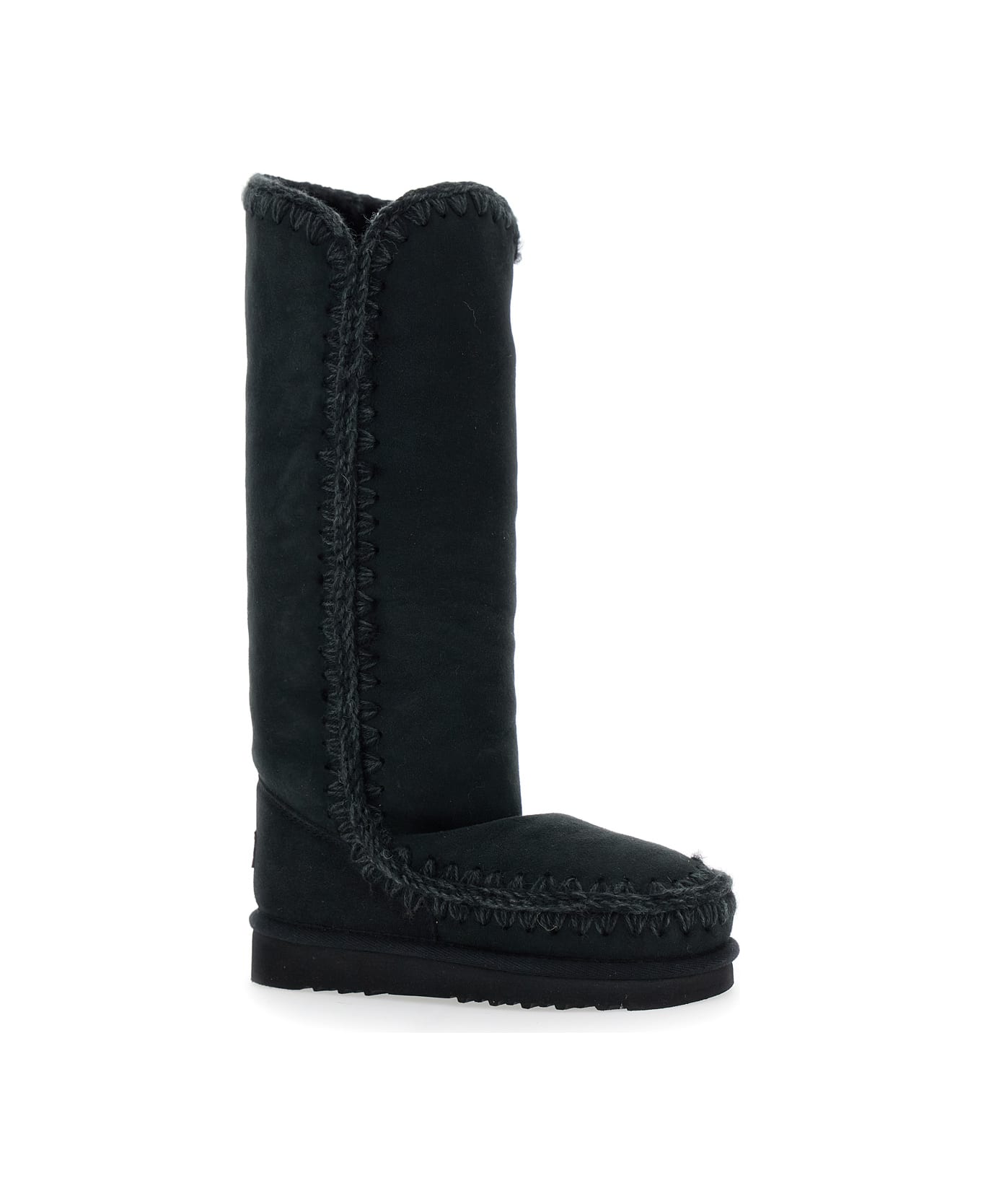 Mou 
eskimo
 Black Boots With Braided Effect And Logo Patch On The Rear In Leather Woman - Black