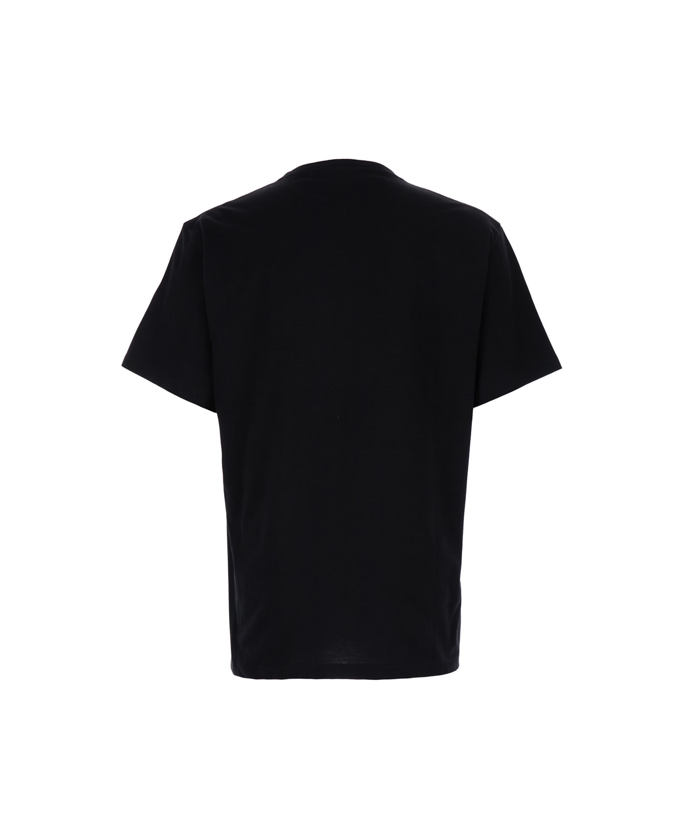 Alexander McQueen Black T-shirt With Glitter Logo Print In Cotton Man - Black