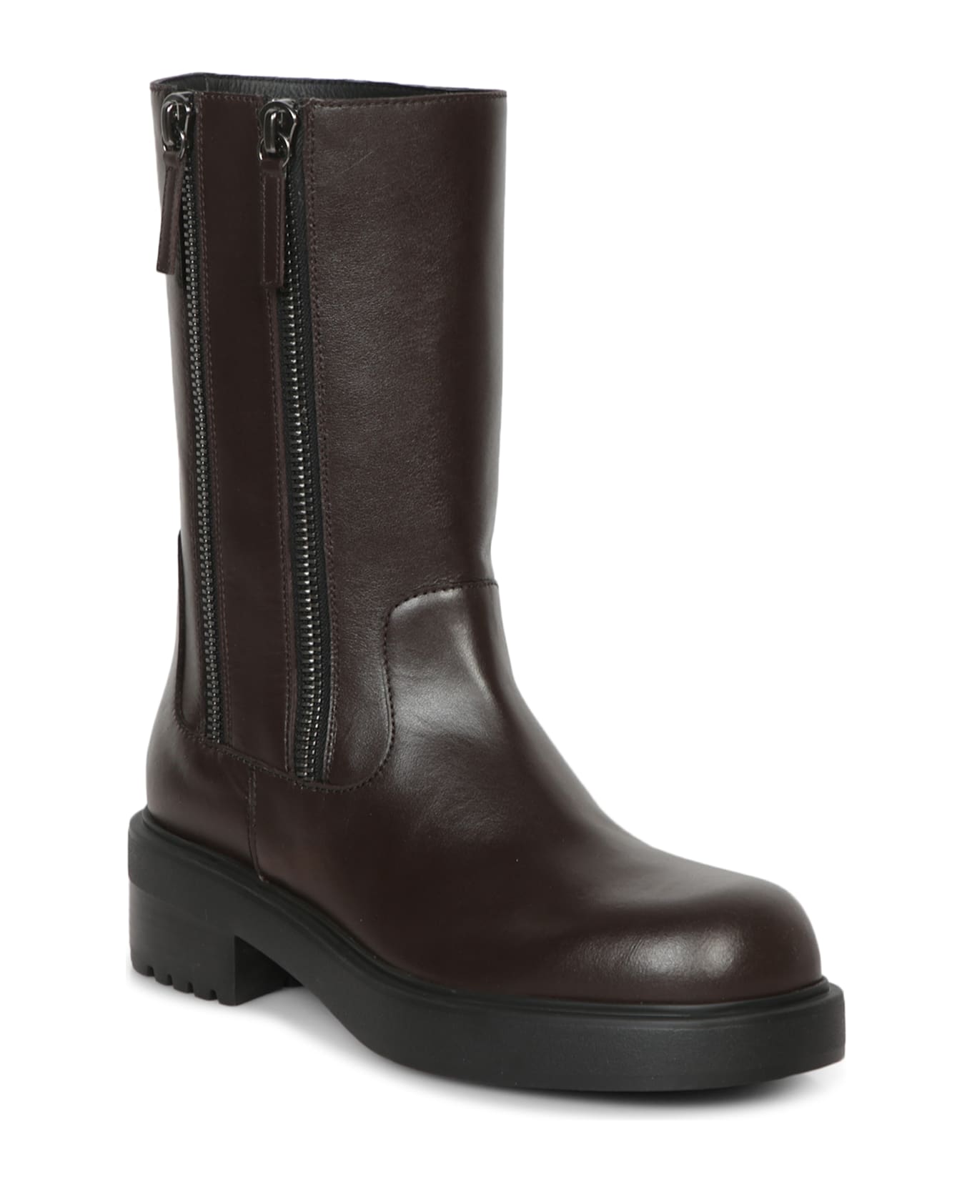 Giuseppe Zanotti Brown Leather Flat Ankle Boots - Brown