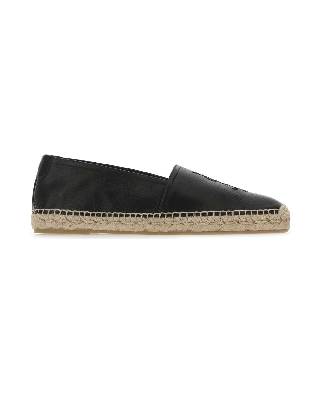 Saint Laurent Black Leather Monogram Espadrilles - 1000