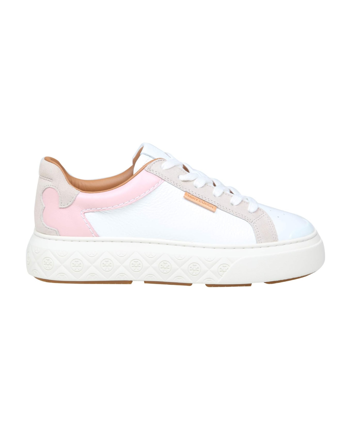 Tory Burch Ladybug Sneakers In White And Pink Leather - White/Rose