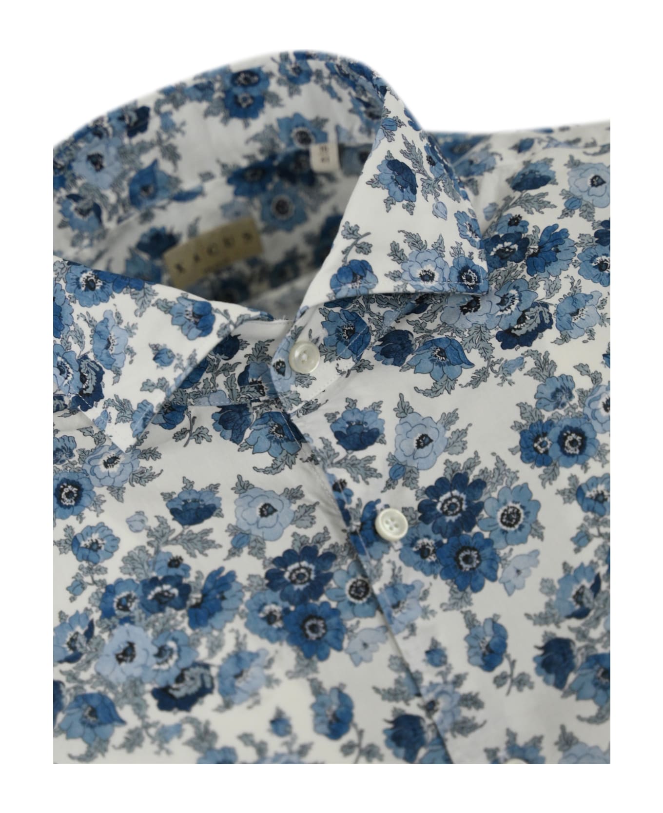 Xacus Floral Cotton Shirt - Bianco/blu