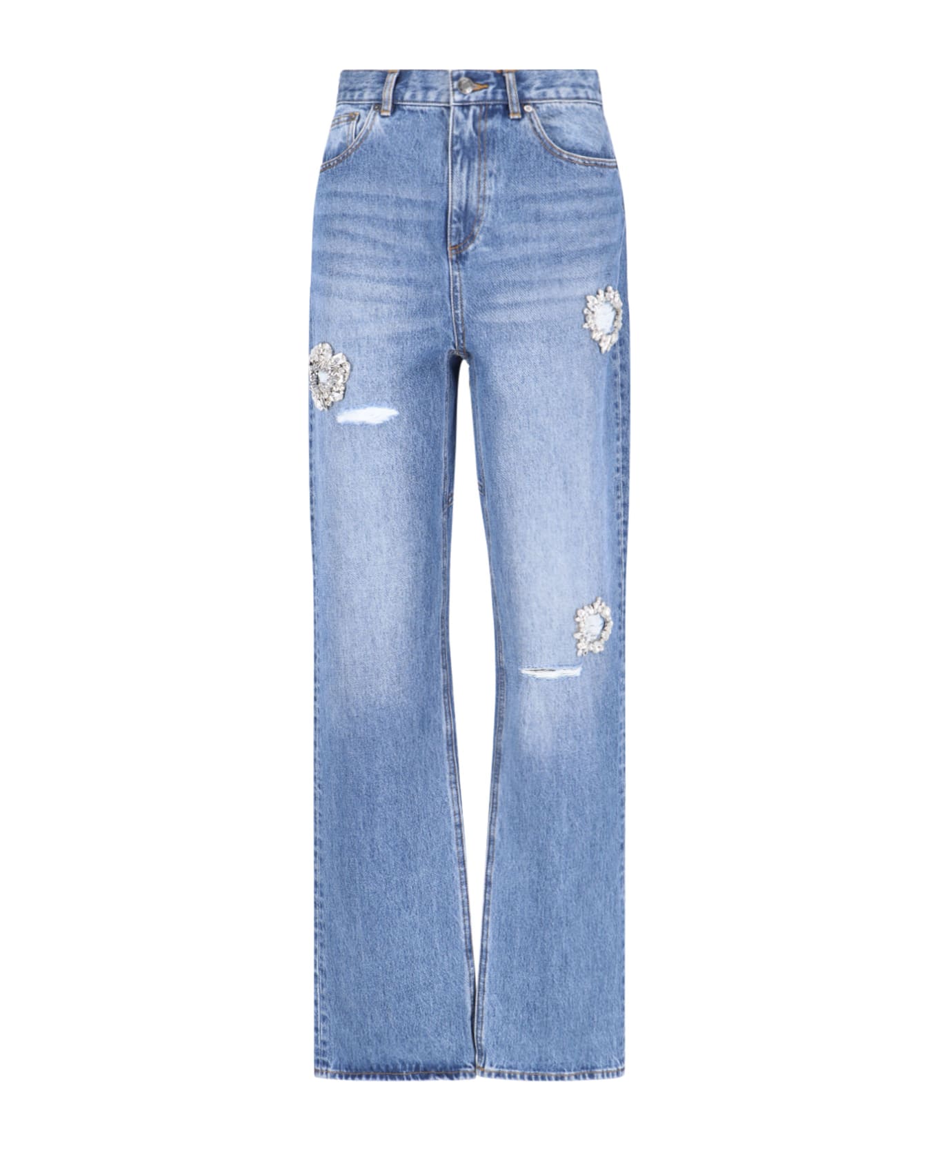 AREA Crystal Detail Jeans - Light Blue