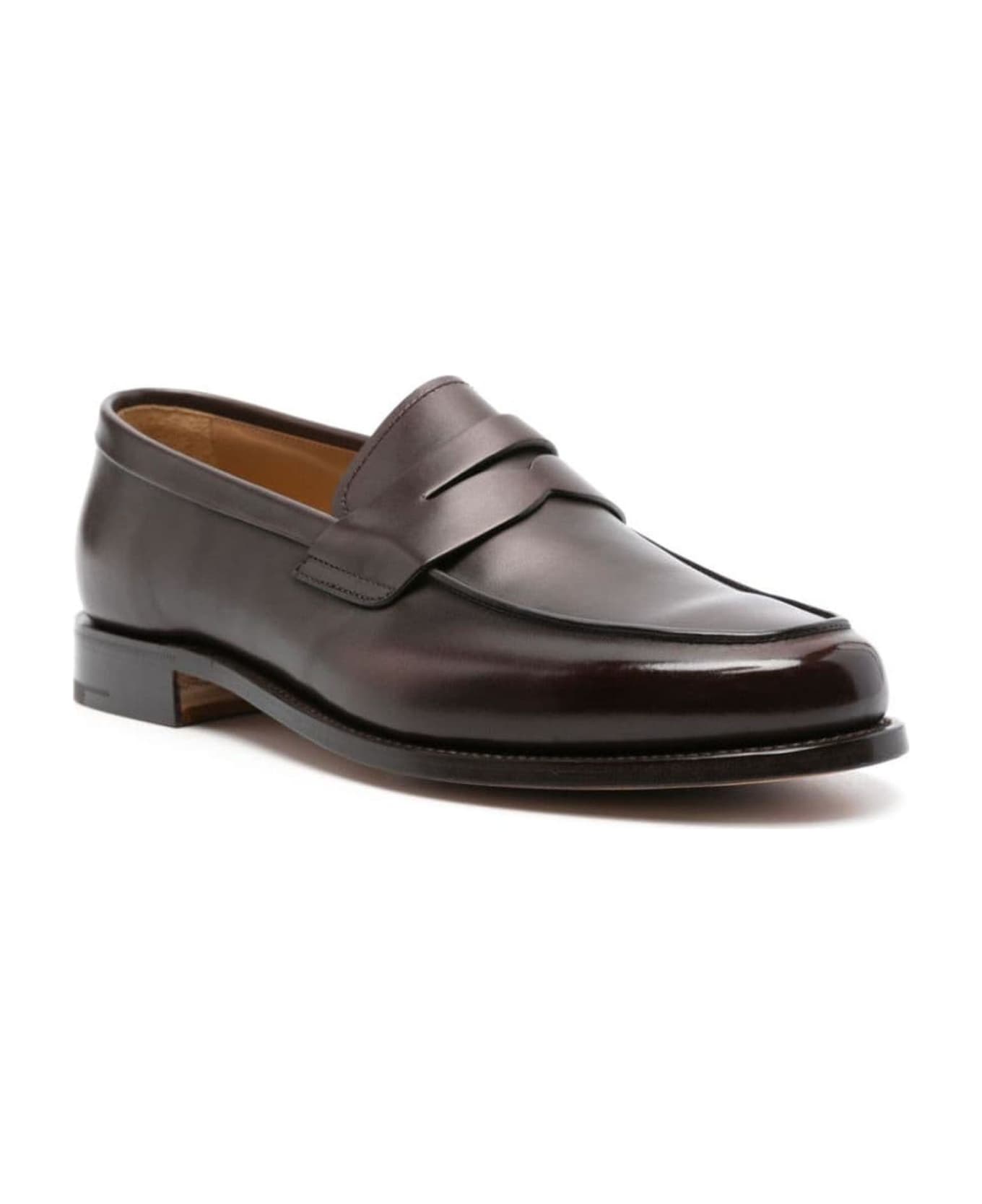 Church's Ebony Calf Leather Milford Penny Loafers - Dark Brown