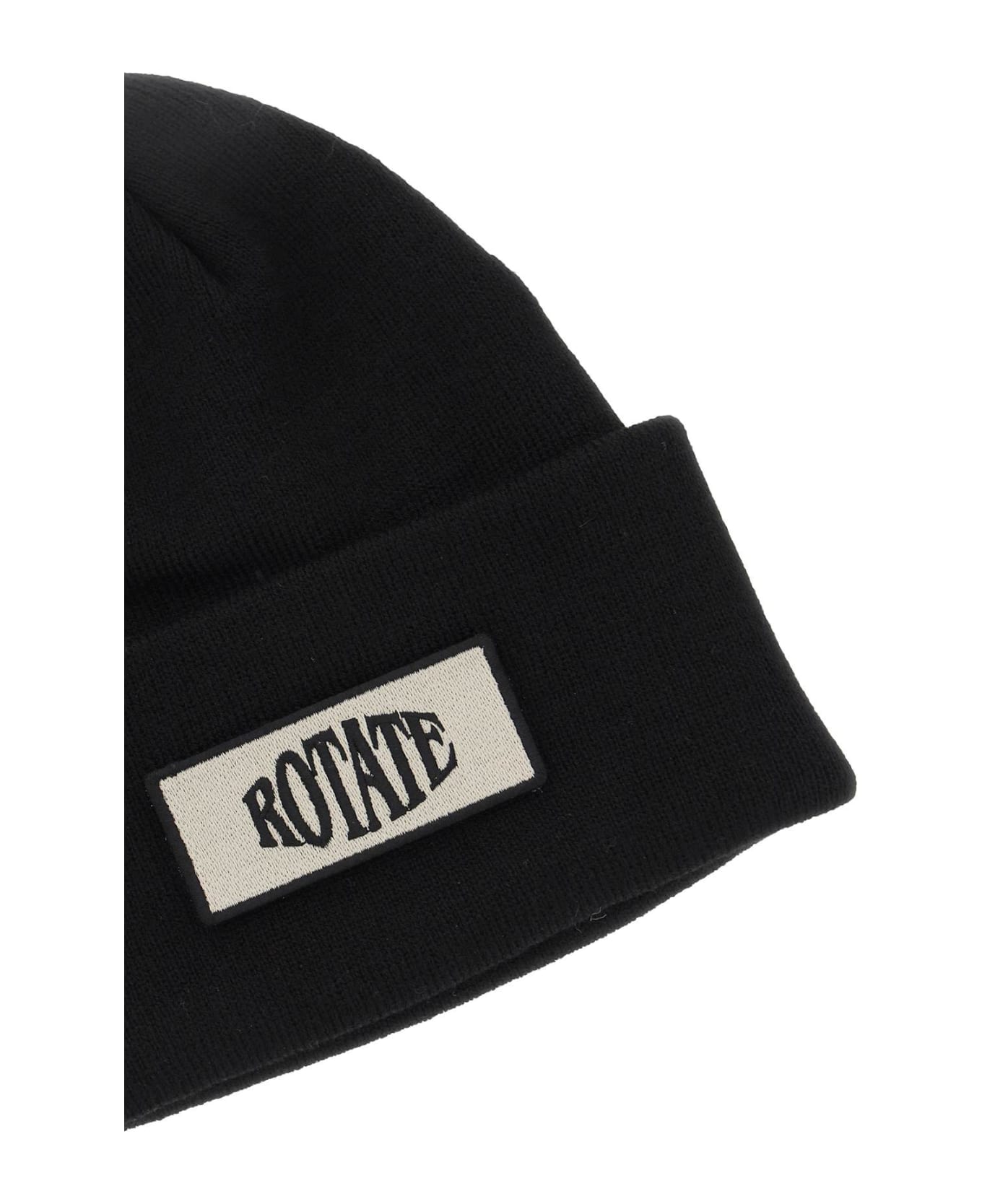 Rotate by Birger Christensen Beanie Hat With Logo Patch - BLACK (Black)