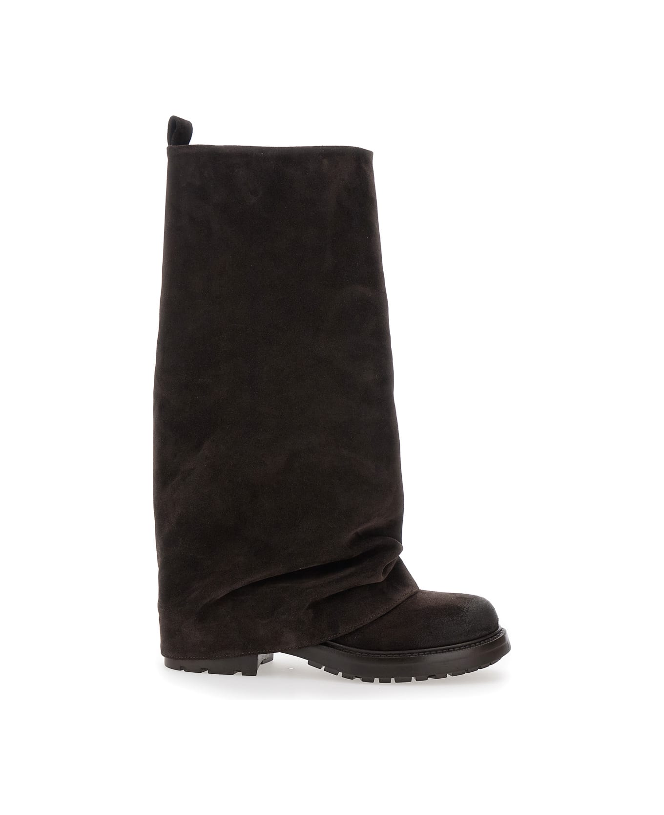Strategia Brown Multilayer Combat Boots With One Block Sole In Suede Woman - Brown